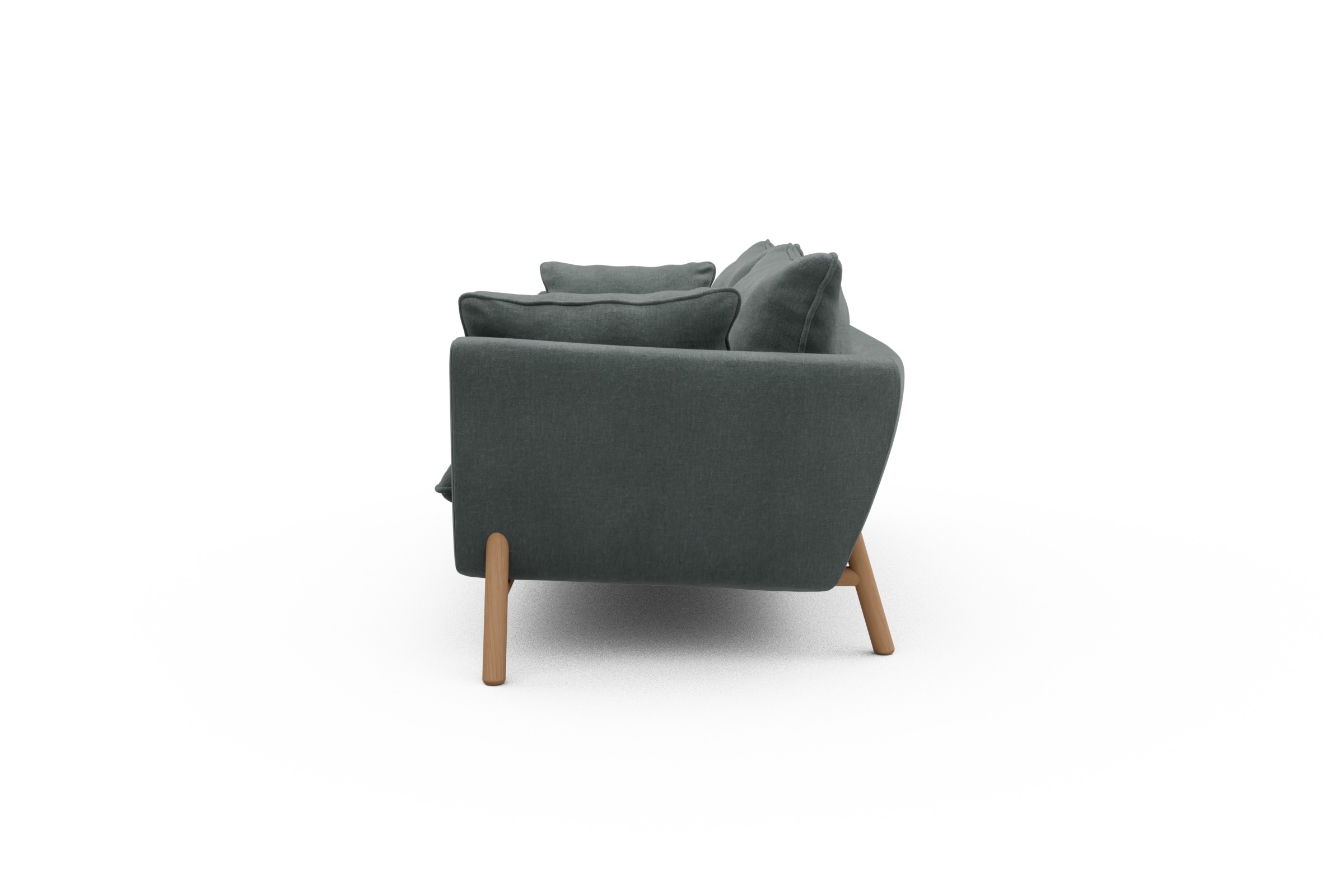 Sofa Emil PREMIUM 3-Sitzer Beinfarbe Eiche Natur Smooth-Silver-Grey