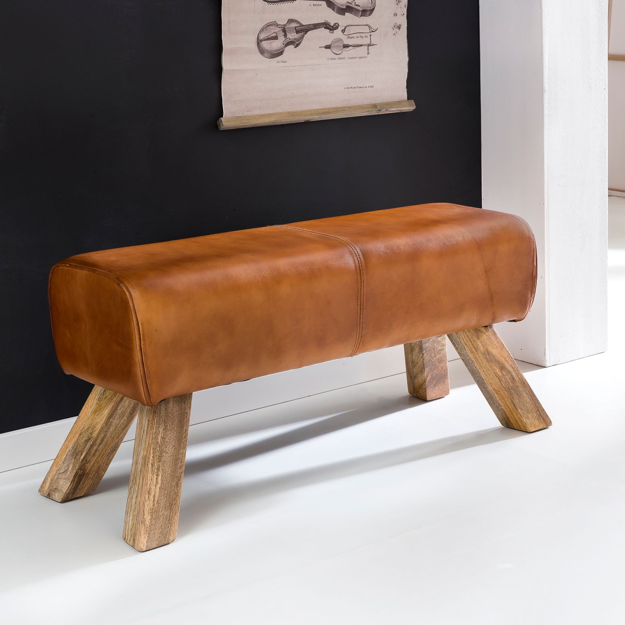 Sitzbank Tisvilde Echtleder Braun 90 × 30 × 43 cm
