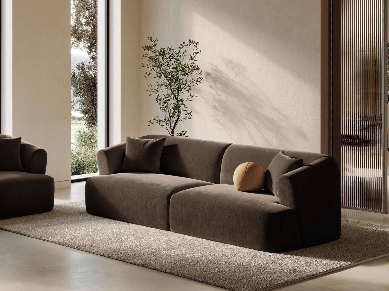 Cosmopolitan Design Sofa Campi 4-Sitzer Samt Vogue Schokolade