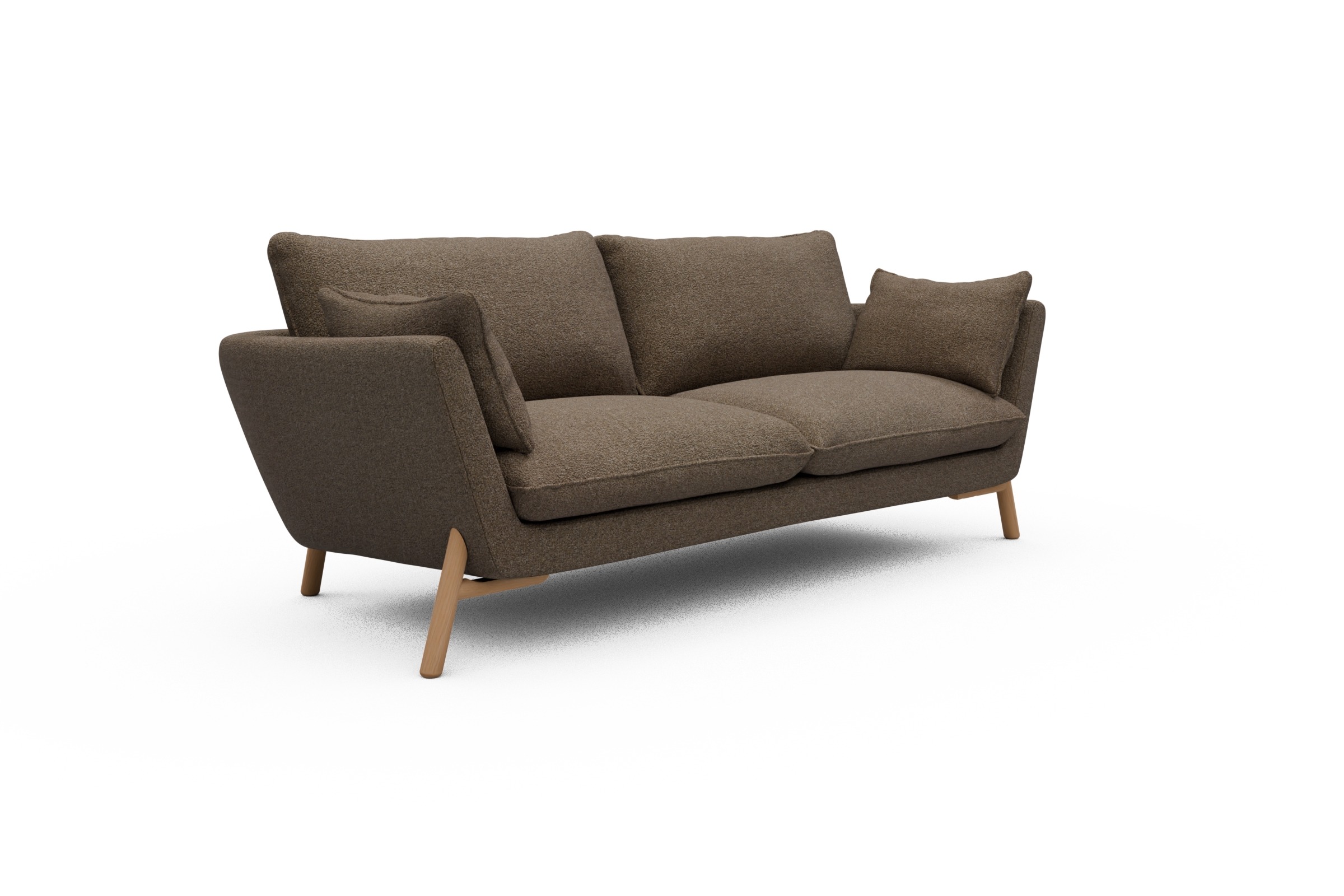 Sofa Emil 3-Sitzer Beinfarbe Eiche Natur Aivi-Khaki-Brown