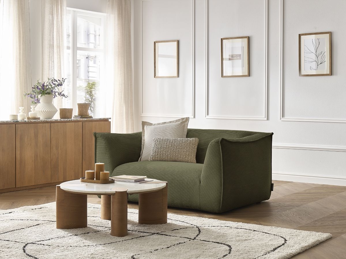 Bobochic Giorgia Sofa 2-Sitzer Cordsamt Grün