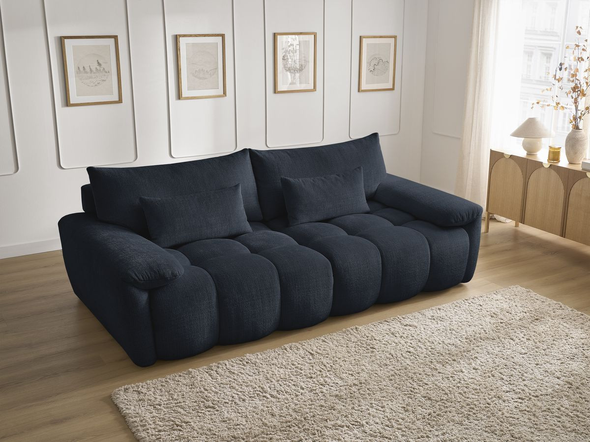 Bobochic Ivane Sofa 3-Sitzer Strukturstoff Dunkelblau