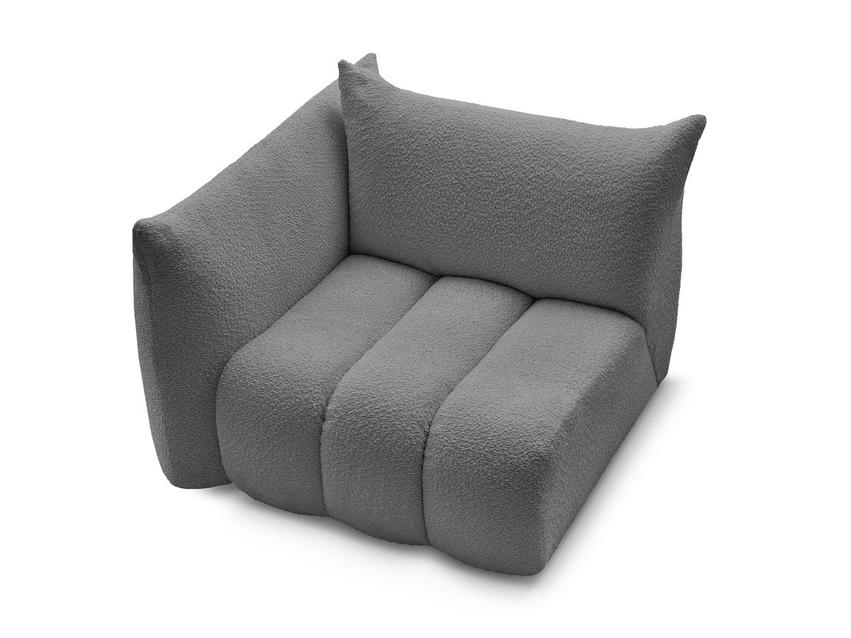 Bobochic Azra Sofamodul 1-Sitzer 117 × 112 cm Bouclé-Stoff Dunkelgrau Ecke links