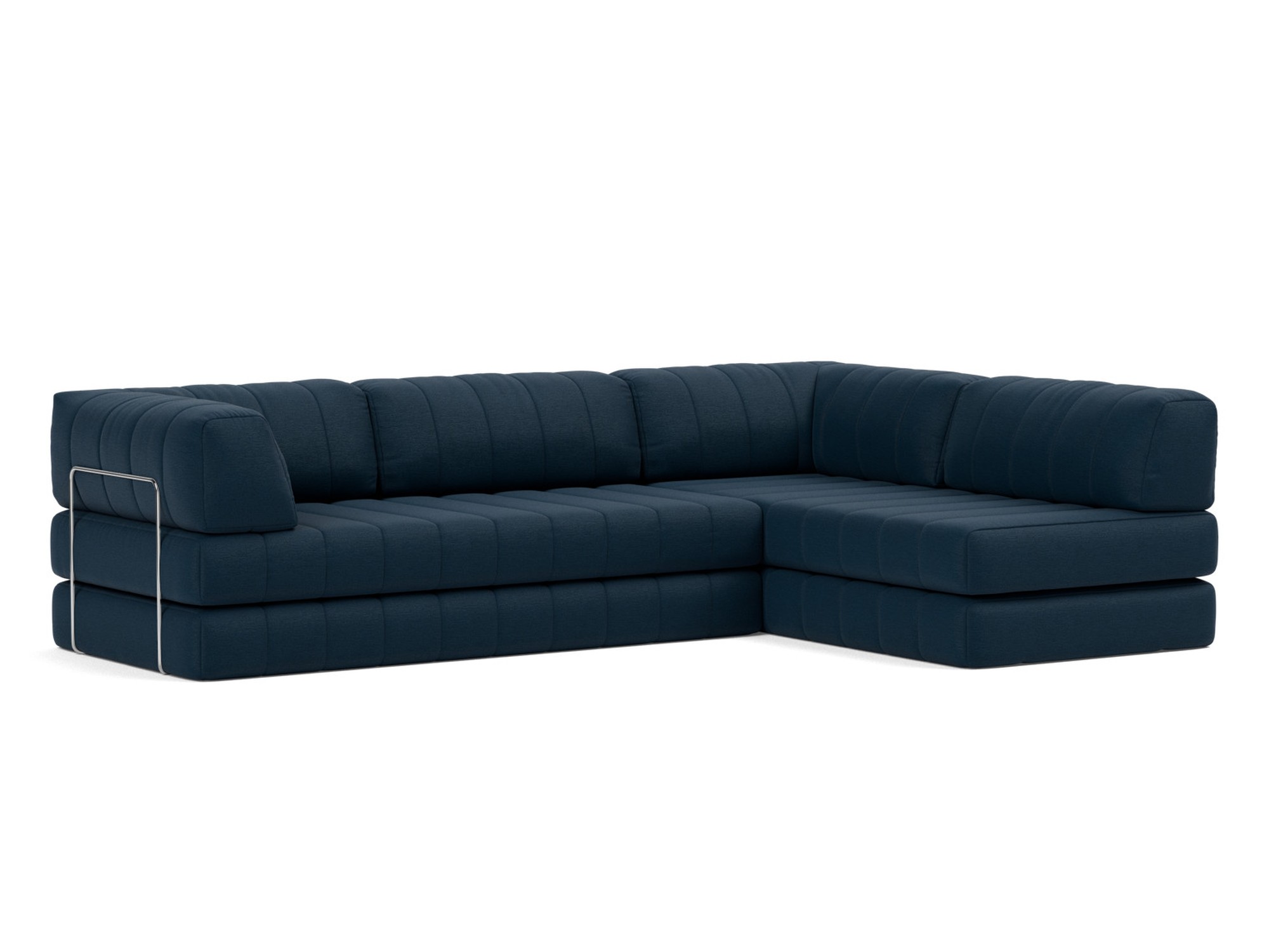 Eck-Schlafsofa CozyPad L-Form mit Armlehne Flachgewebe Mixed Dance 528-Blue