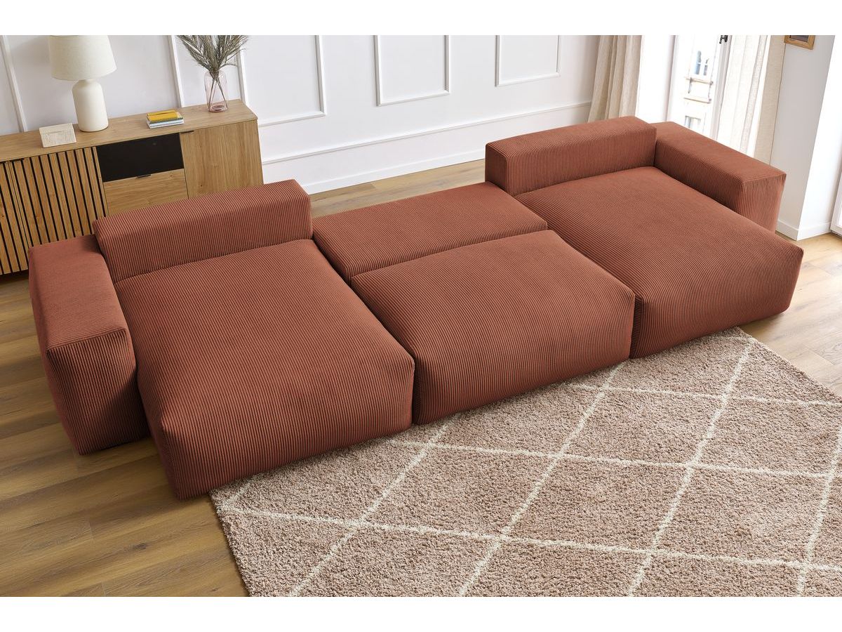 Bobochic Voltaire Wohnlandschaft 420 × 165 cm Cordsamt Orange