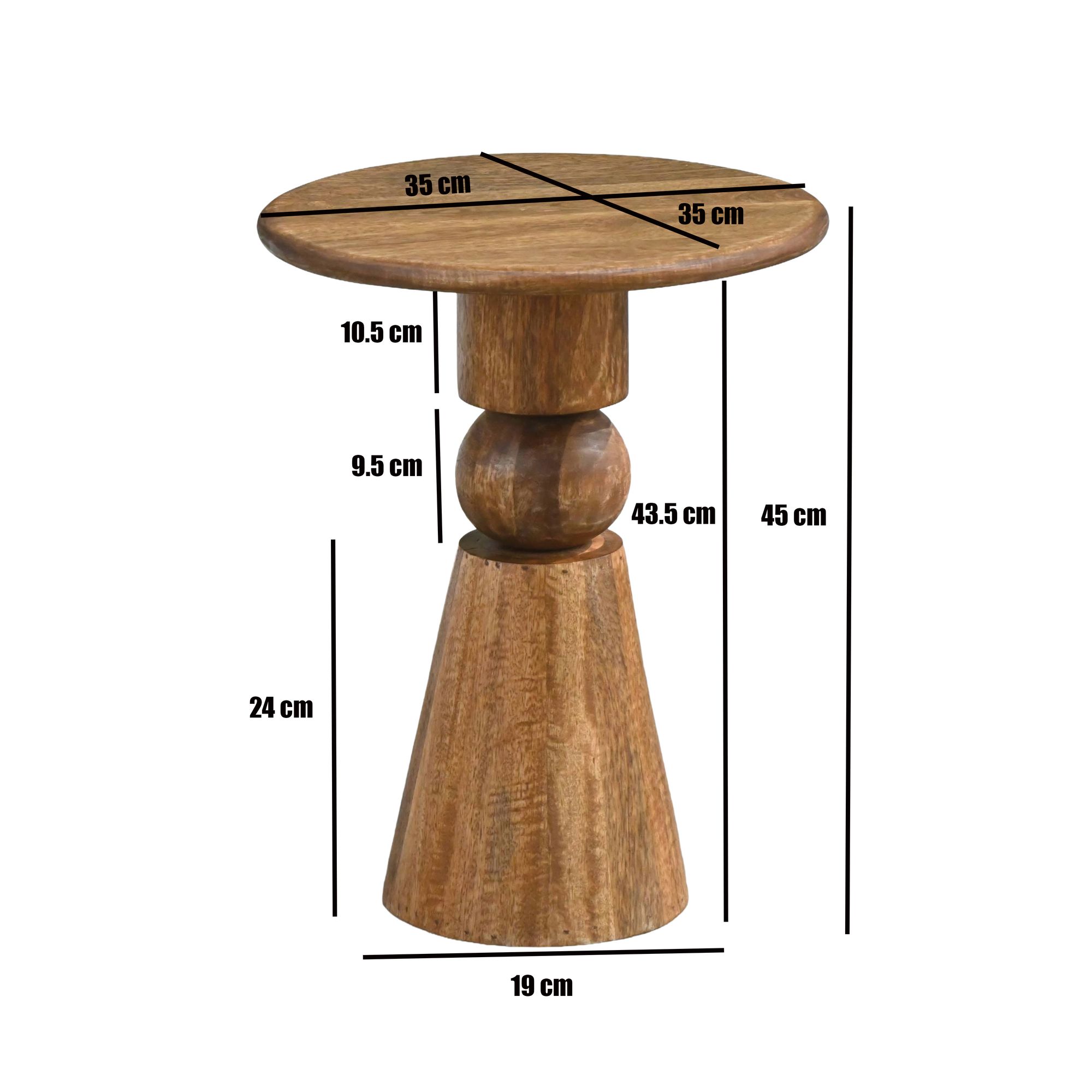 Beistelltisch Raholt Mango Massivholz Ø 35 cm