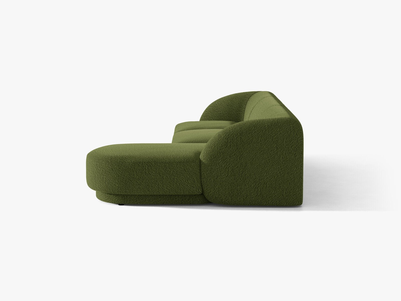 Micadoni Ecksofa Miley 4-Sitzer Rechts Boucle Baloo Dunkel-Olivgrün