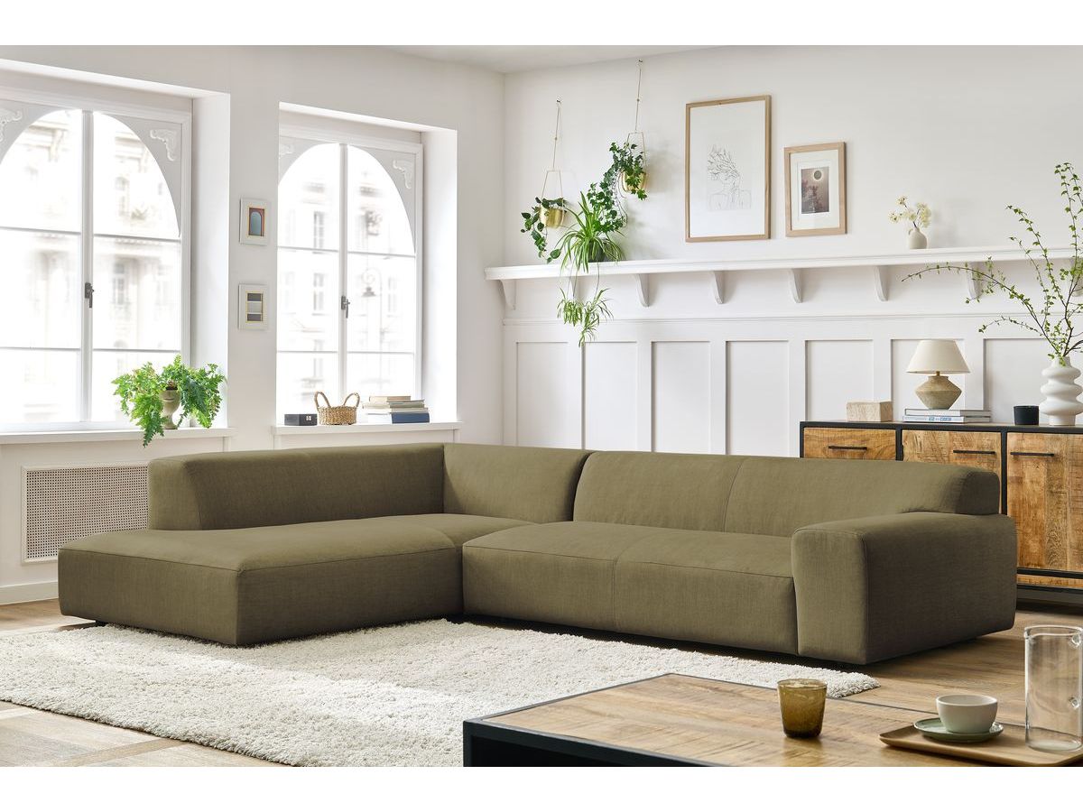 Bobochic Lavena Ecksofa 312 × 220 cm Samt Grün Ecke links