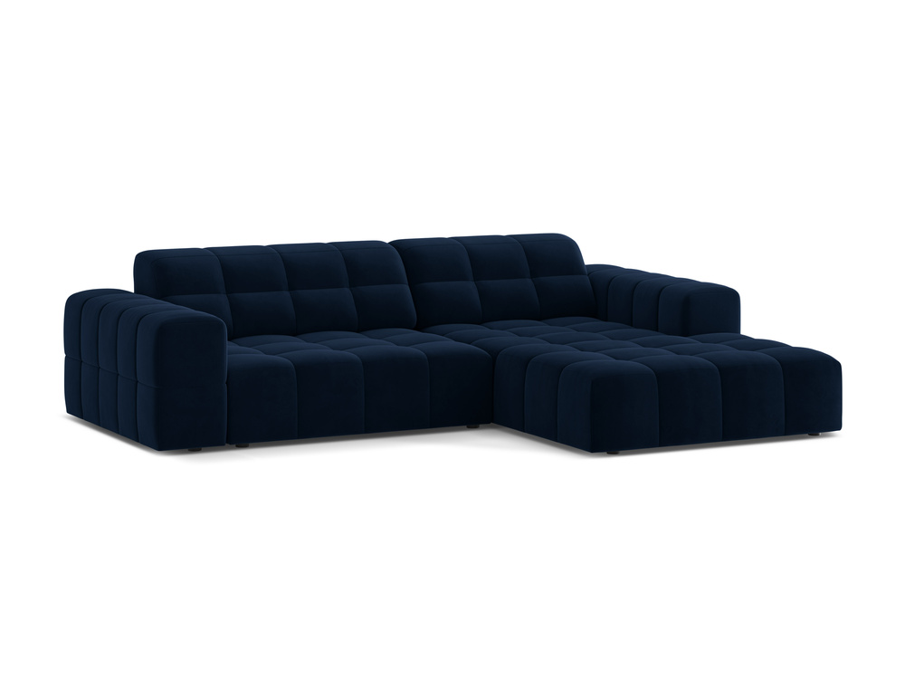 Cosmopolitan Design Ecksofa Chicago 3-Sitzer Samt Bluvel Königsblau Rechts