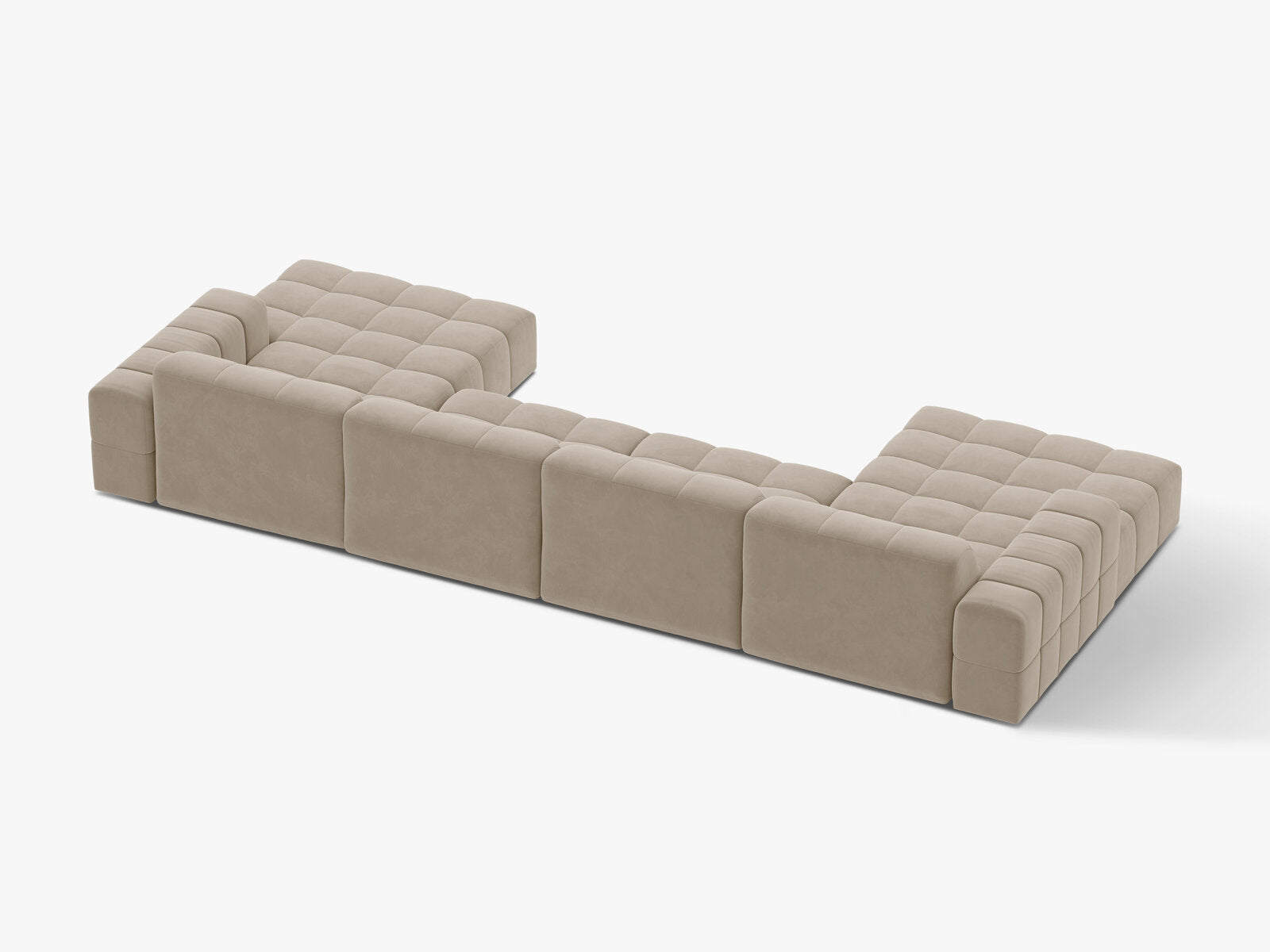Micadoni Panorama Sofa Jennifer 6-Sitzer Samt Bluvel Dunkelbeige