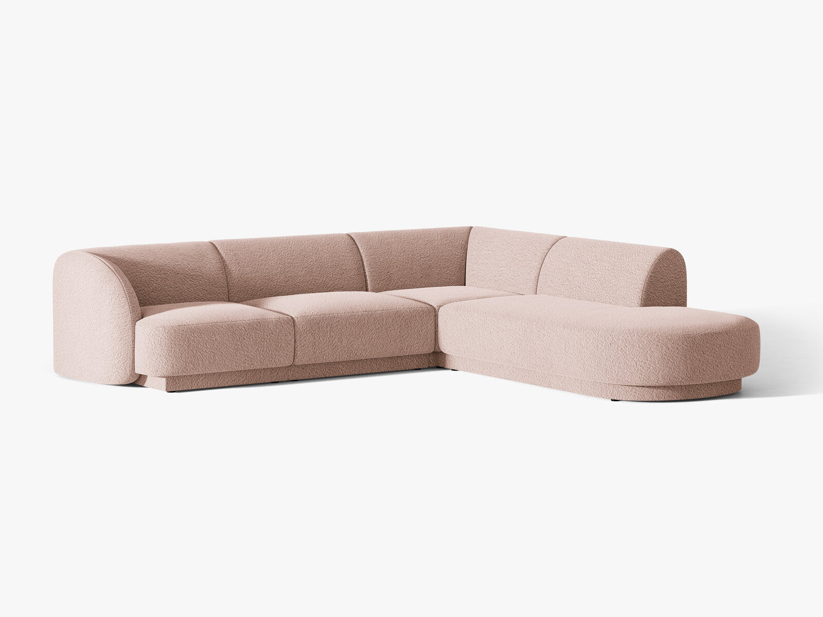 Micadoni Ecksofa Miley 6-Sitzer Boucle Baloo Puderrosa Rechts