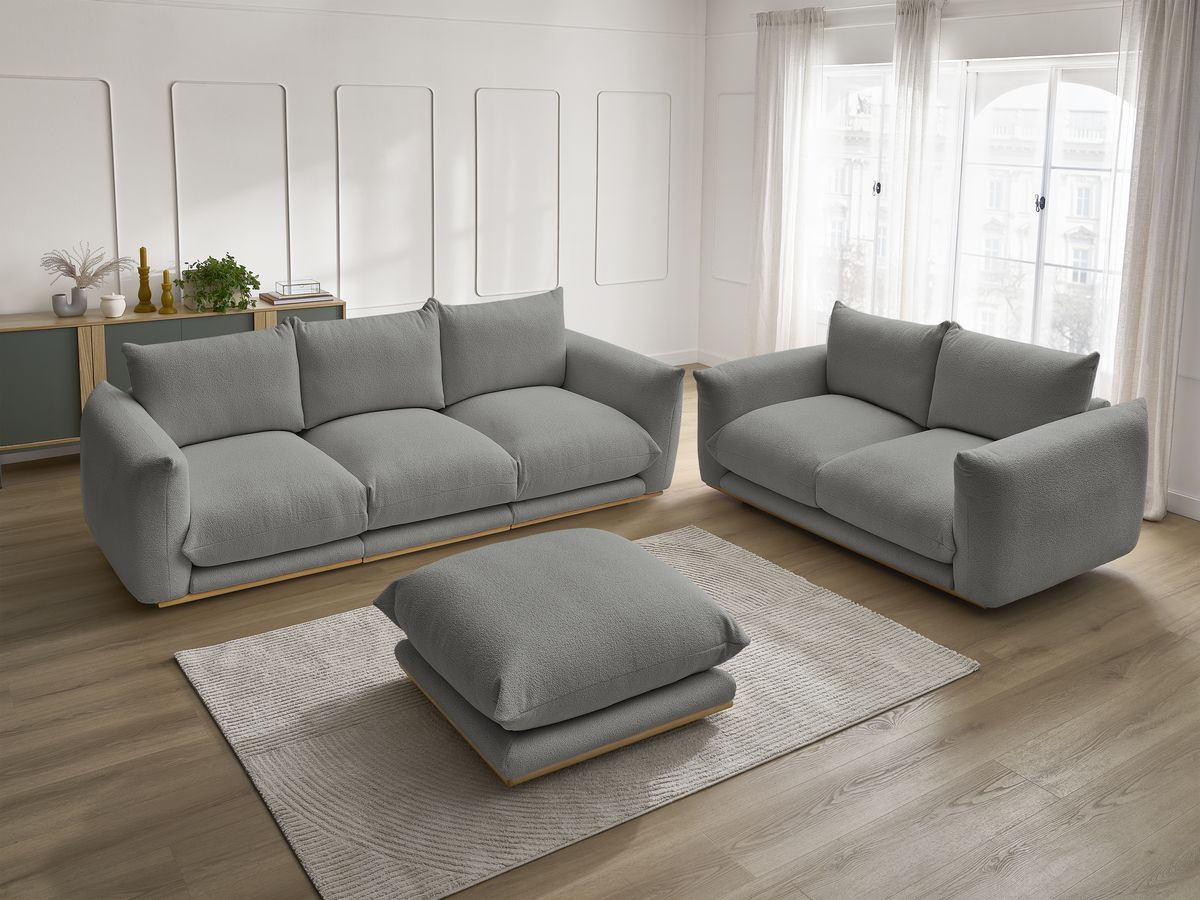 Bobochic Ernest Sofa 5-Sitzer mit Pouf Bouclé-Stoff Dunkelgrau