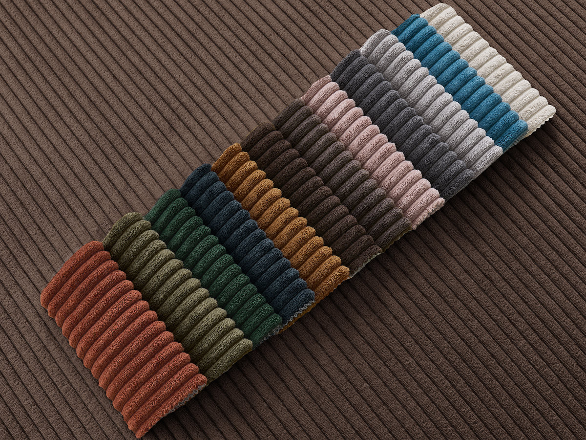 Bobochic Enore Ecksofa mit Pouf Cordsamt Braun Ecke links