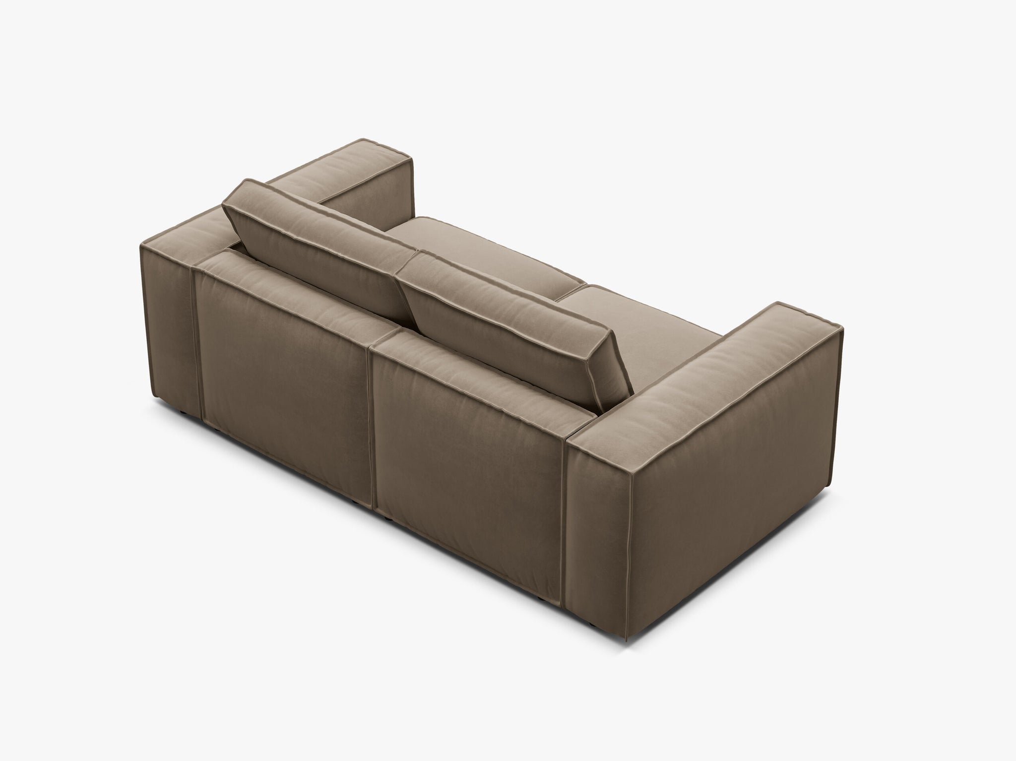 Micadoni modulares Sofa Pola 2-Sitzer Samt Salvador Grau Braun
