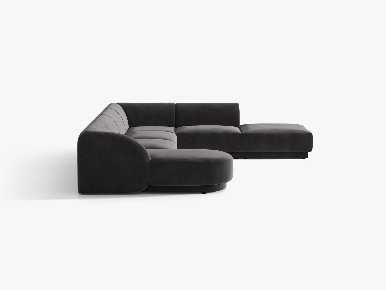 Micadoni Panorama-Ecksofa Miley 6-Sitzer Rechts Samt Bluvel Grau