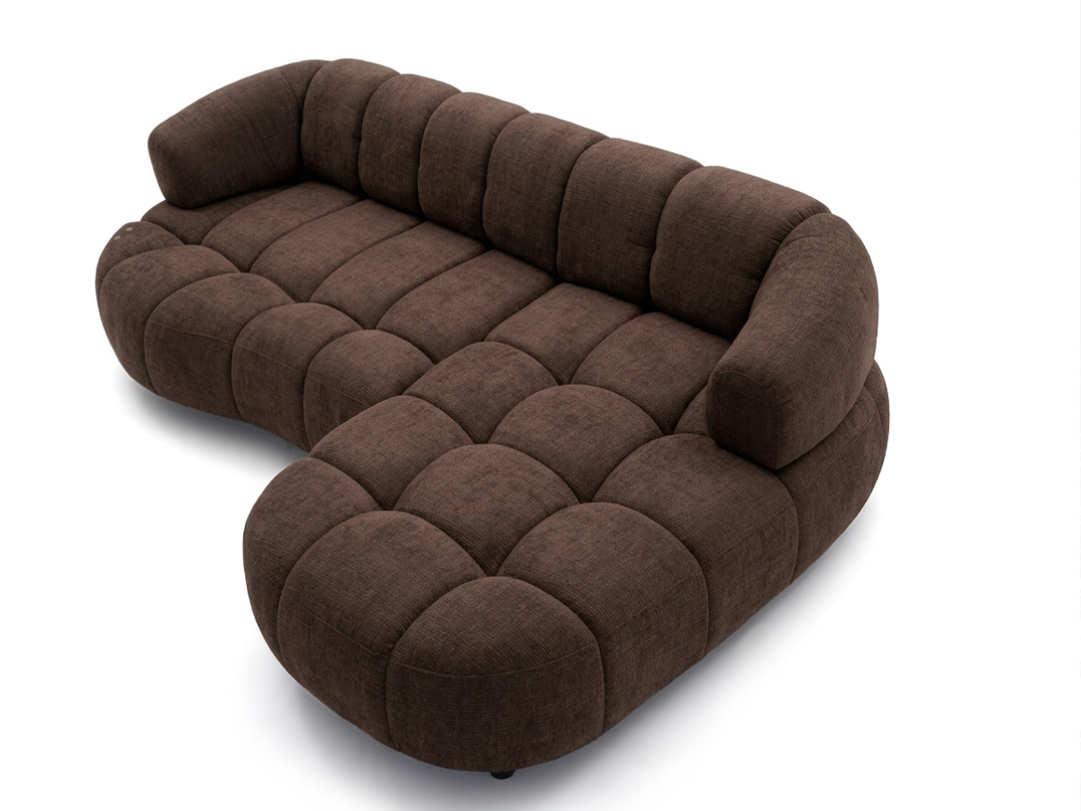 Bobochic Lovely Ecksofa mit Schlaffunktion Stoff Braun Ecke rechts