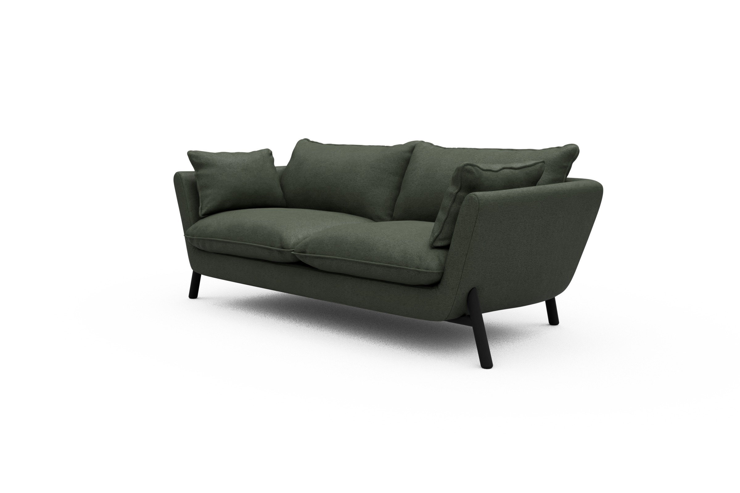 Sofa Emil PREMIUM 2-Sitzer Beinfarbe Eiche Schwarz Denari-Forest-Green