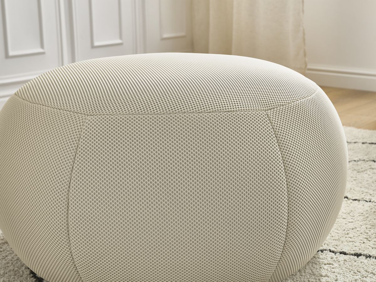 Bobochic Hayden Pouf, rund Mesh-Stoff Beige, 76 cm
