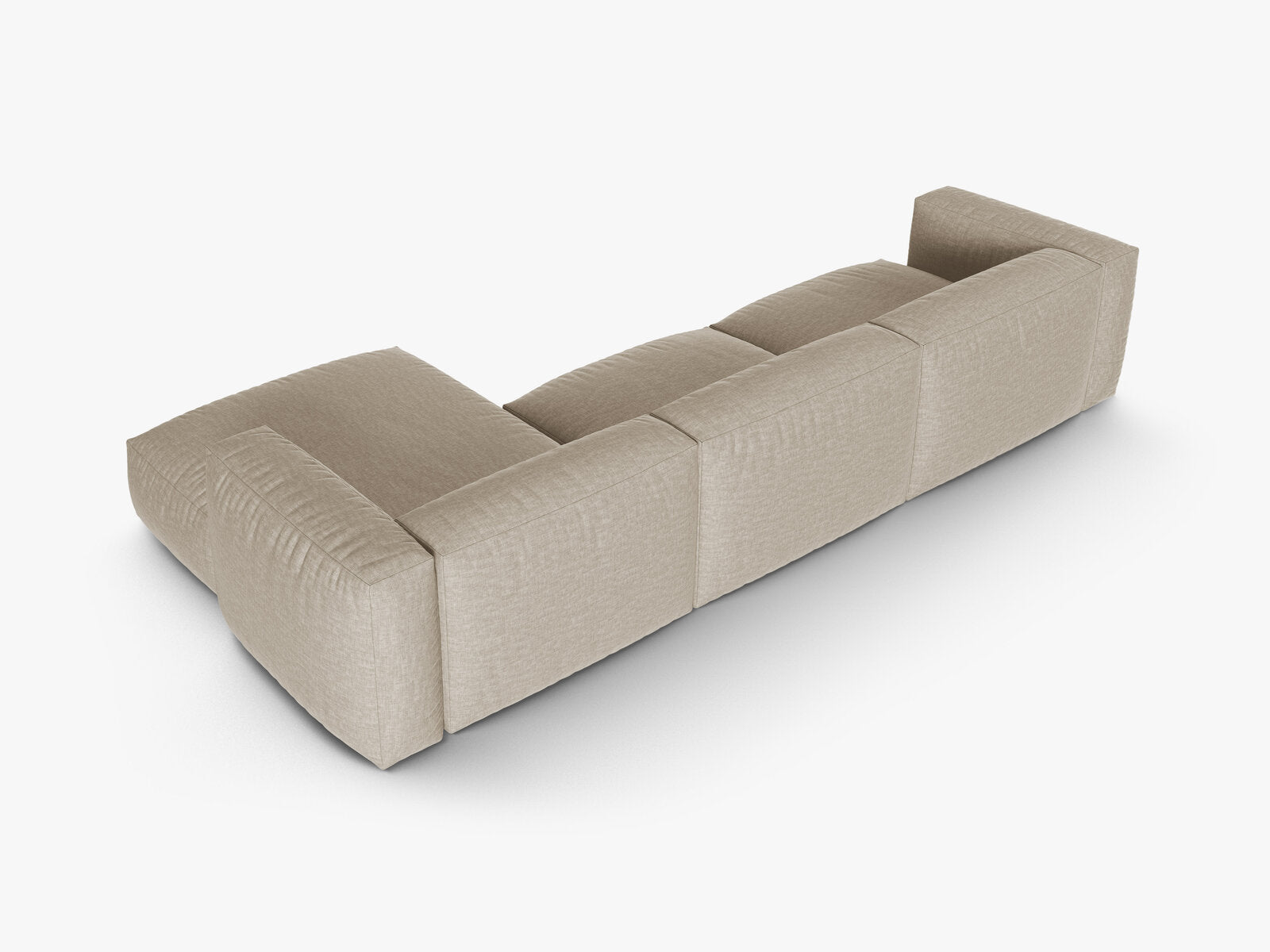 Micadoni Ecksofa Martina 3-Sitzer 90cm Sitztiefe Rechts Strukturierter Stoff Boston Helles Beige