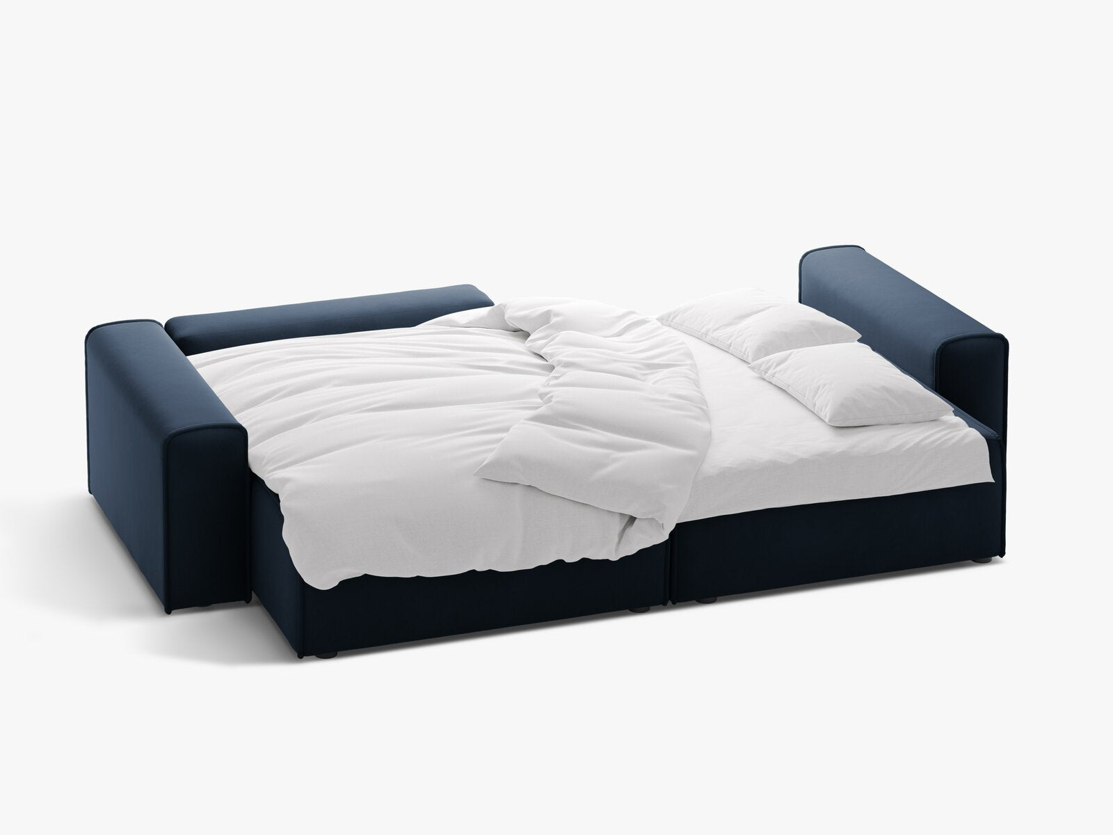Micadoni Ecksofa Victor 3-Sitzer mit Schlaffunktion Links Samt Dunkelblau