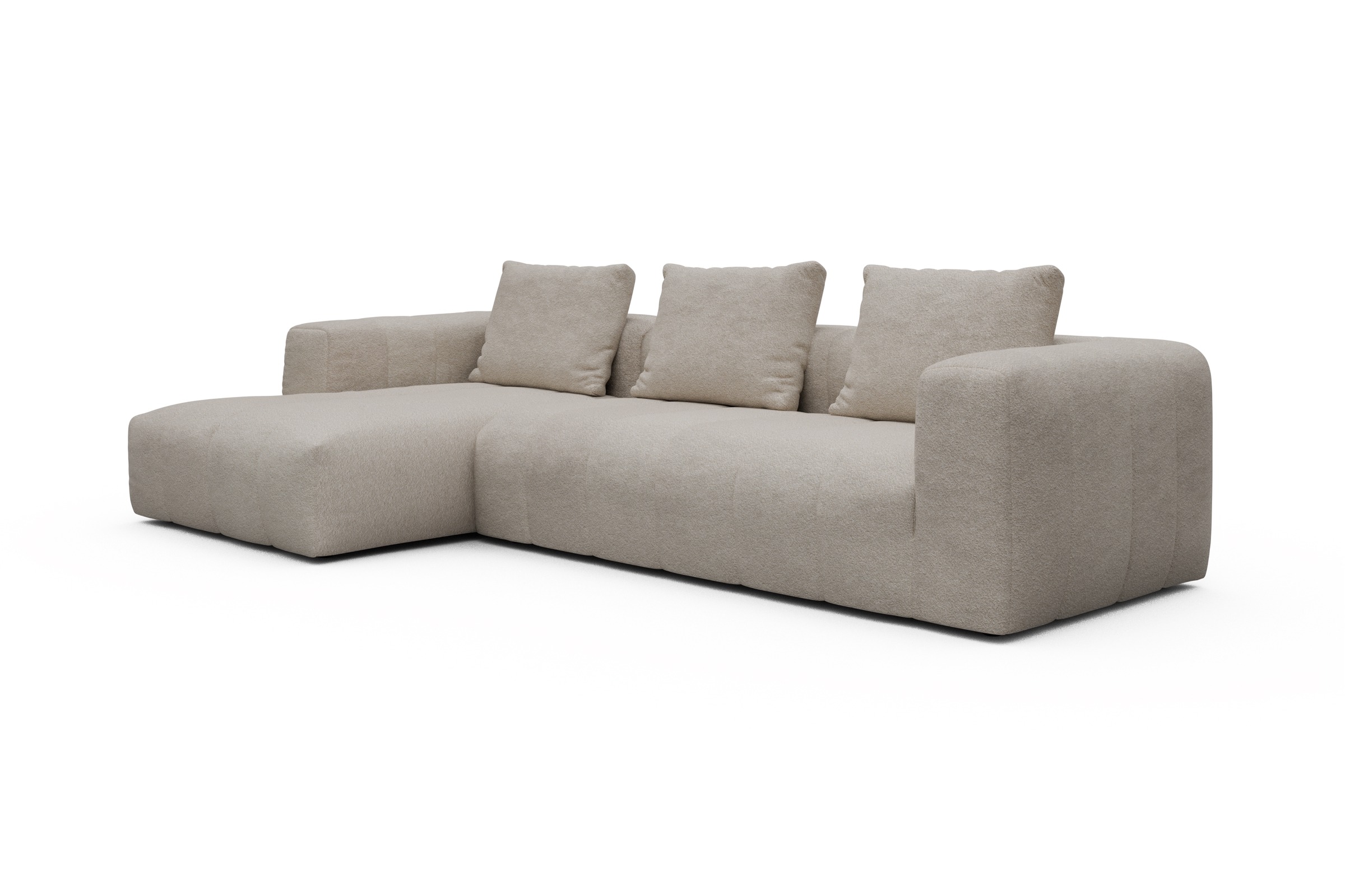 Ecksofa Hugo 2,5-Sitzer Armlehne rechts mit Chaiselongue Aivi-Lace-Beige