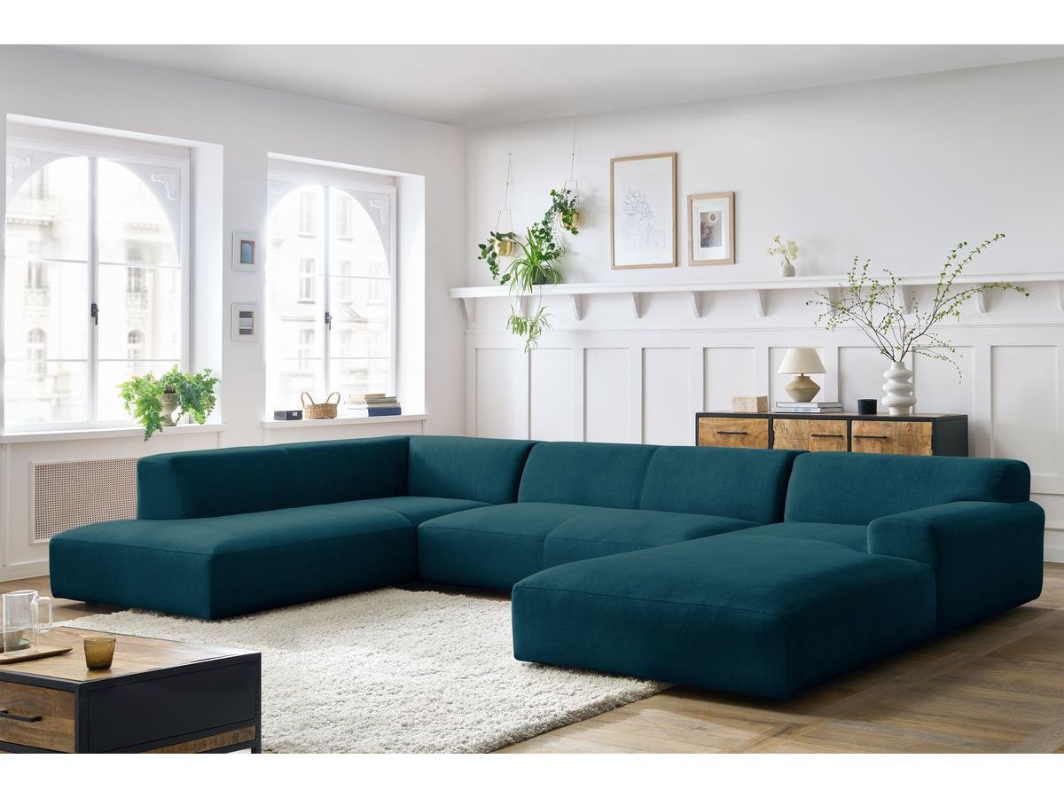 Bobochic Lavena Wohnlandschaft 399 × 220 cm Samt Dunkelblau Ecke rechts