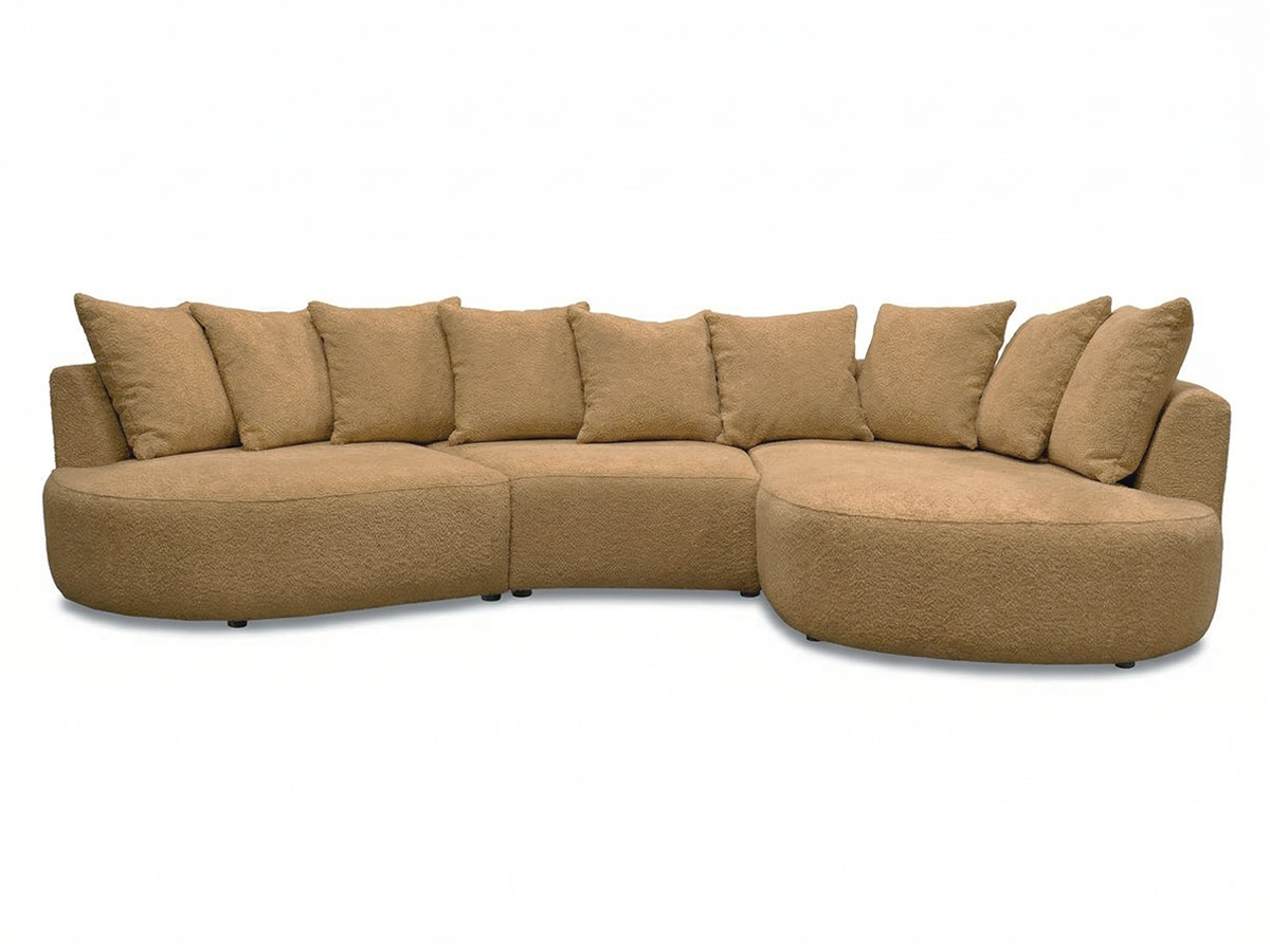 Bobochic Calypso Ecksofa Bouclé-Stoff Ockergelb Ecke rechts