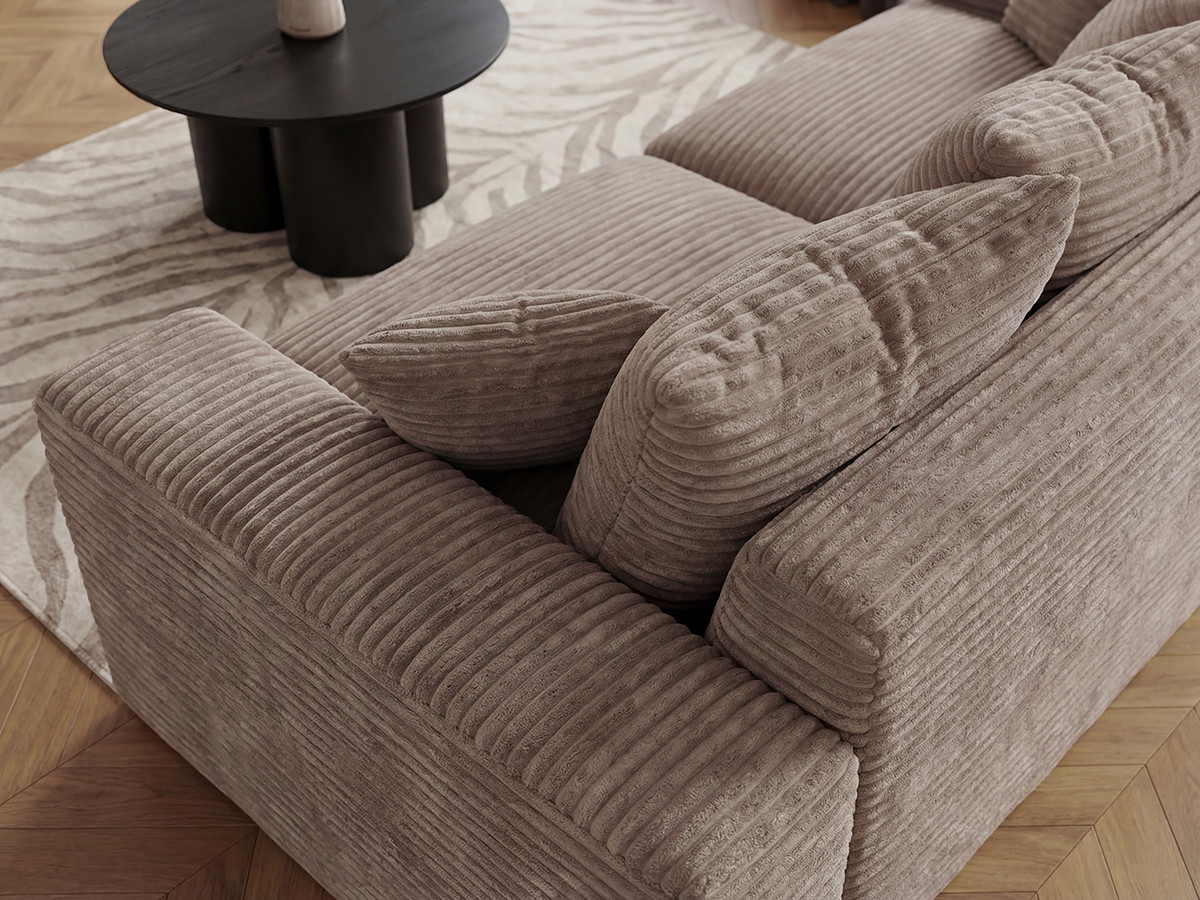 Bobochic Nevada Sofa 2,5-Sitzer Breitcord weich Taupe