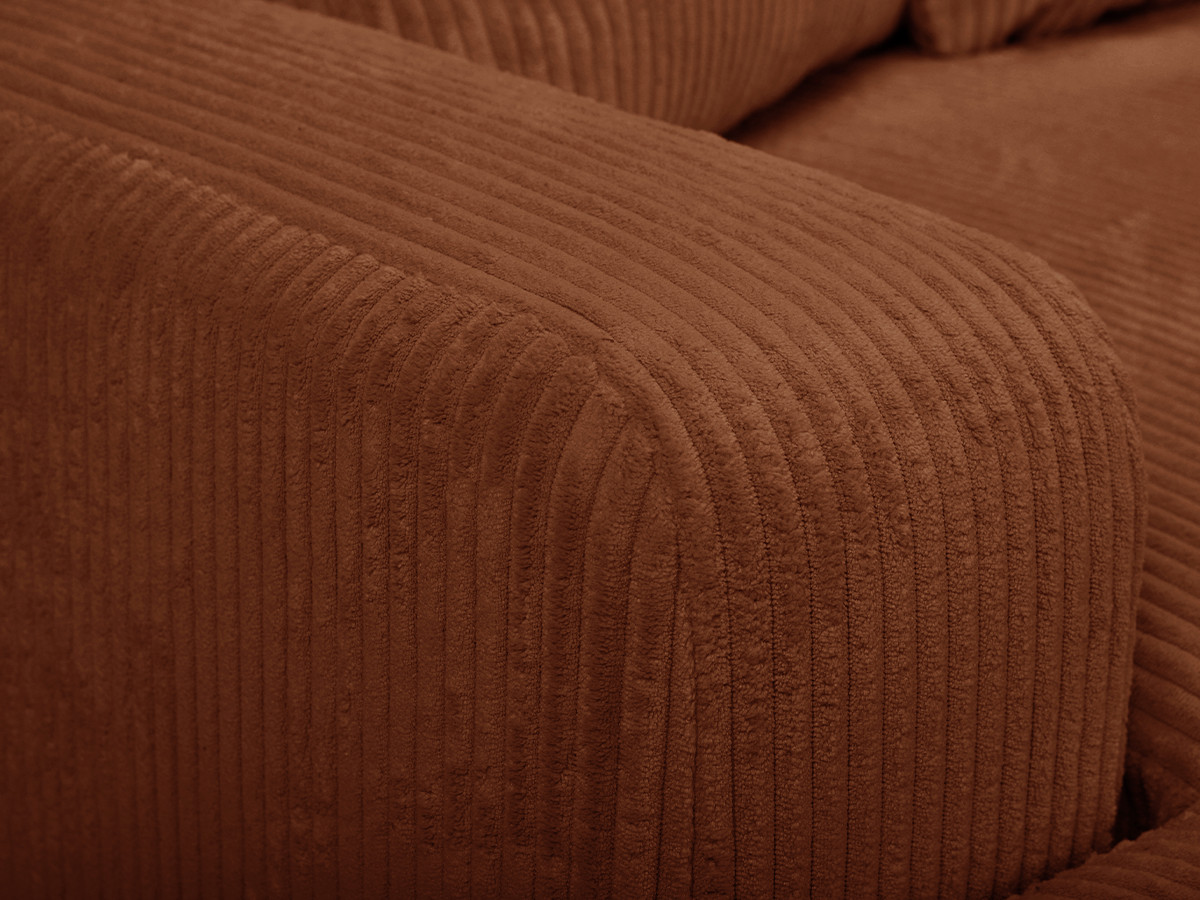 Bobochic Campi Ecksofa mit Schlaffunktion und Bettkasten Cordsamt Orange Ecke rechts