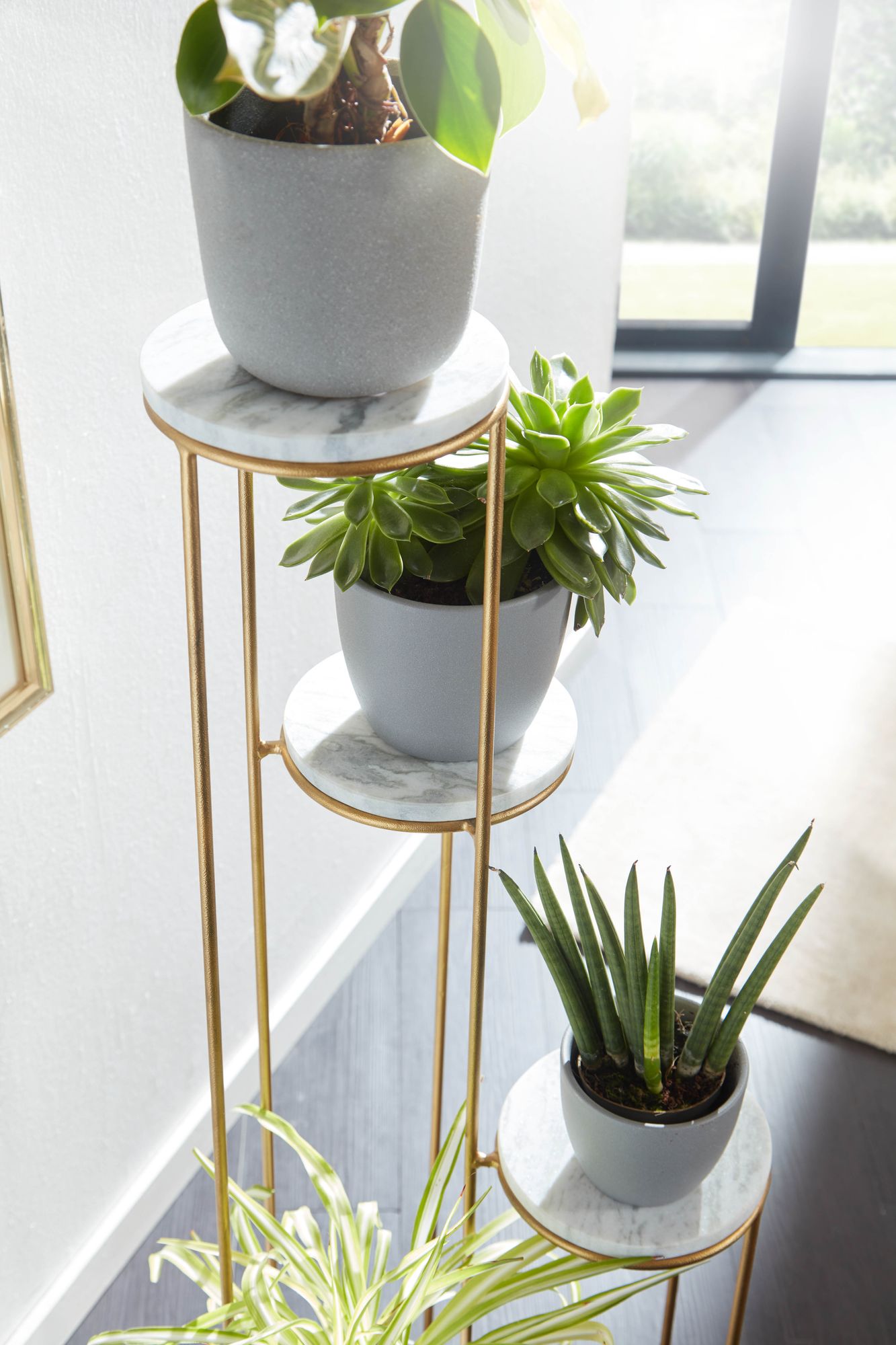 Standregal Vindheimar Marmor Gold 36,5 × 36,5 × 107,5 cm