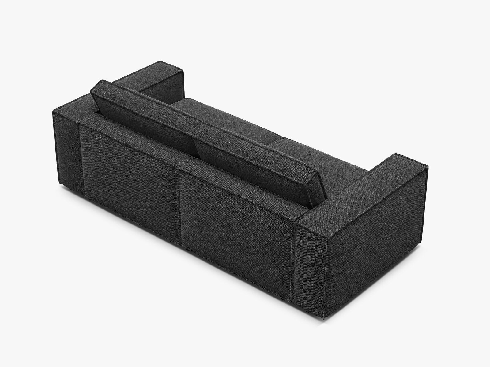 Micadoni modulares Sofa Pola 3-Sitzer Strukturierter Stoff Babel Schwarz