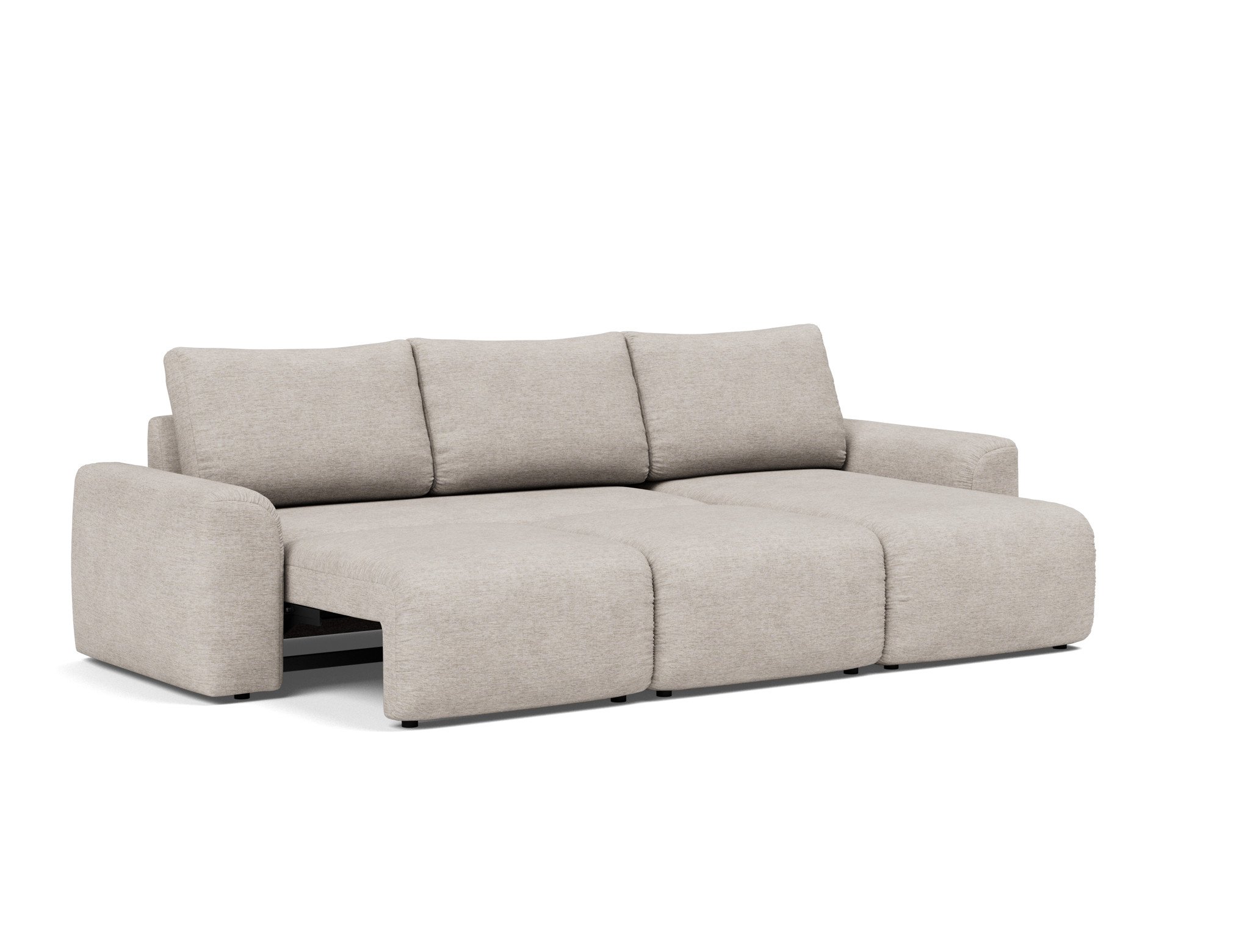 Schlafsofa Norum mit Chaiselongue und Chunky-Armlehnen Chenille Yuveno 471-Sand
