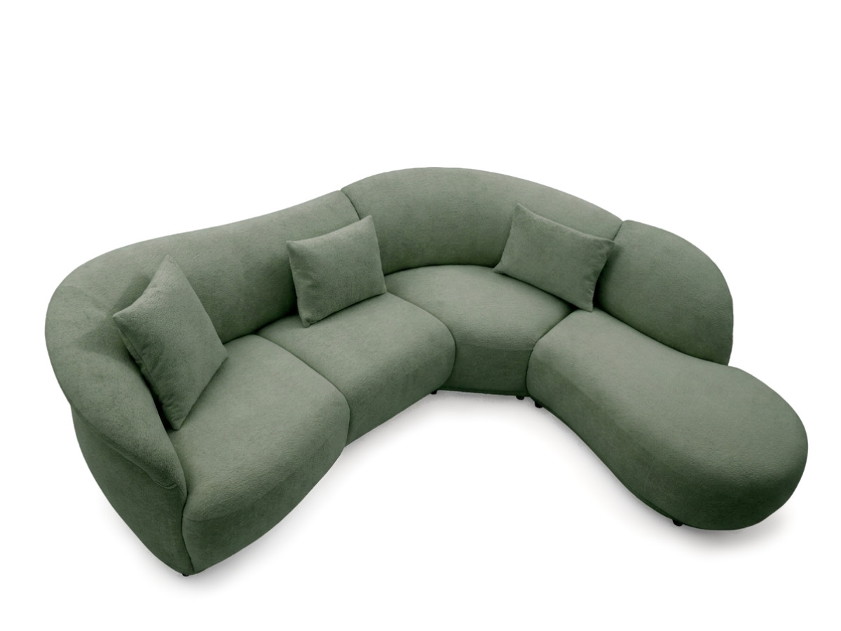 Bobochic Nora Ecksofa Chenille Grün Ecke rechts