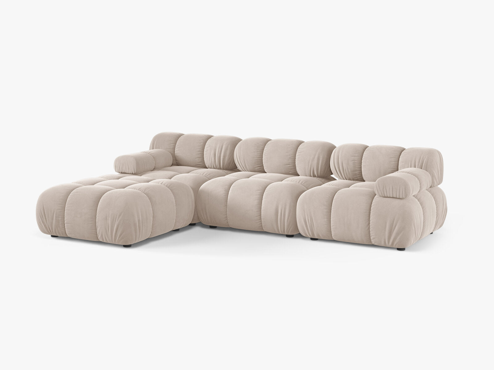Micadoni Modulares Sofa Bellis 4-Sitzer mit flachem Modul Samt Venus Helles Beige