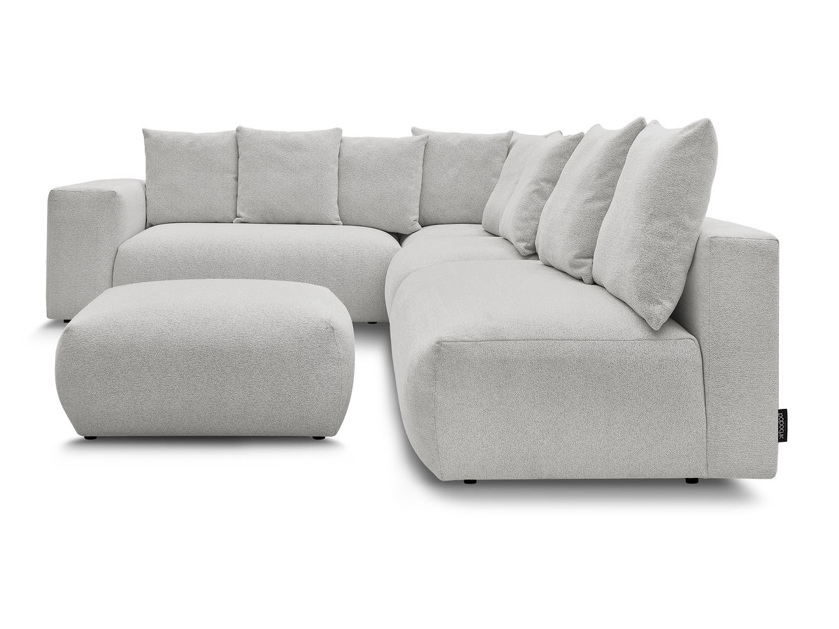 Bobochic Voltaire Ecksofa mit Pouf 322 × 268 cm Melange-Stoff Hellgrau Ecke links