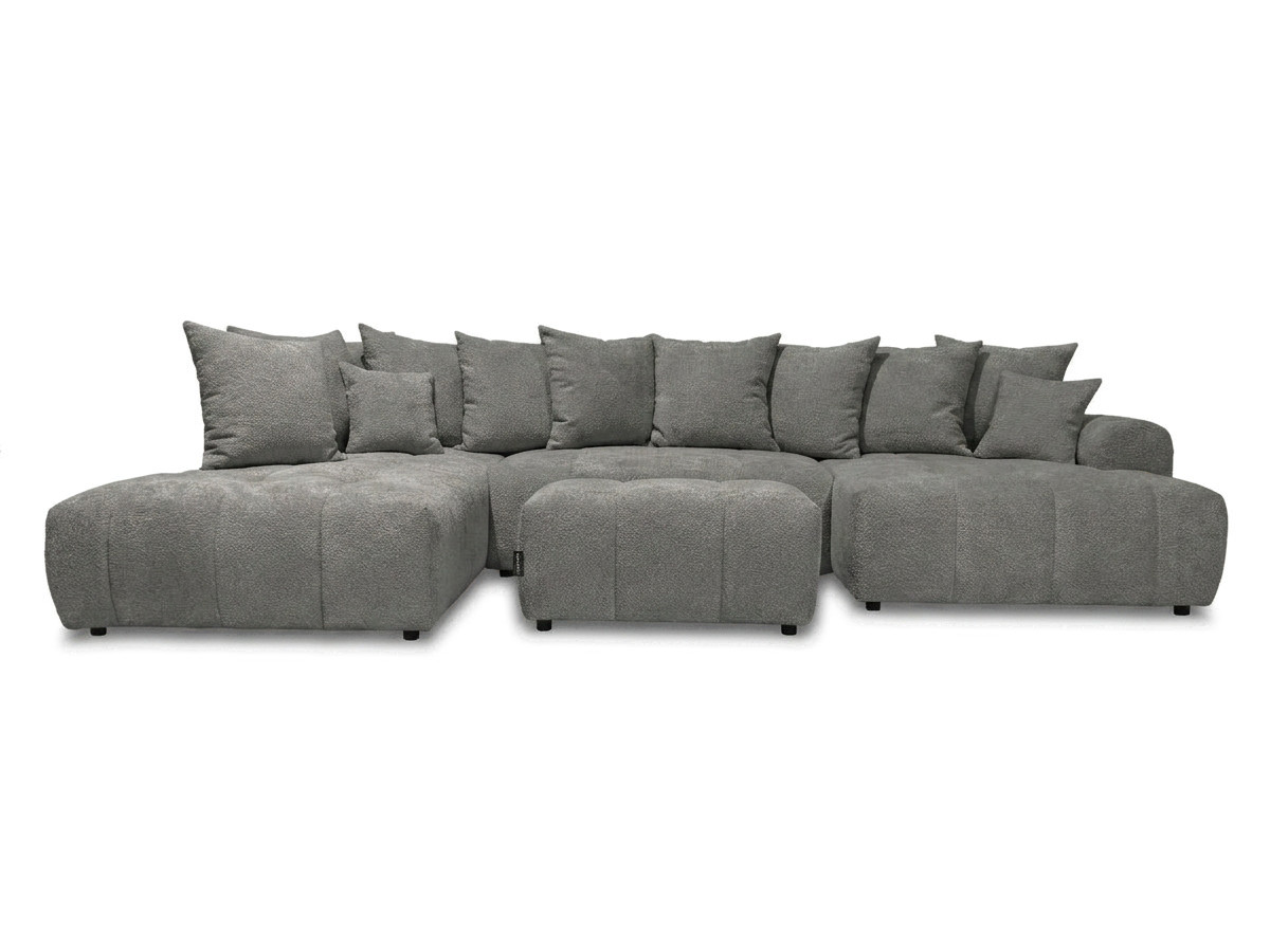 Bobochic Roxelane Wohnlandschaft mit Pouf Bouclé-Stoff Dunkelgrau Ecke rechts