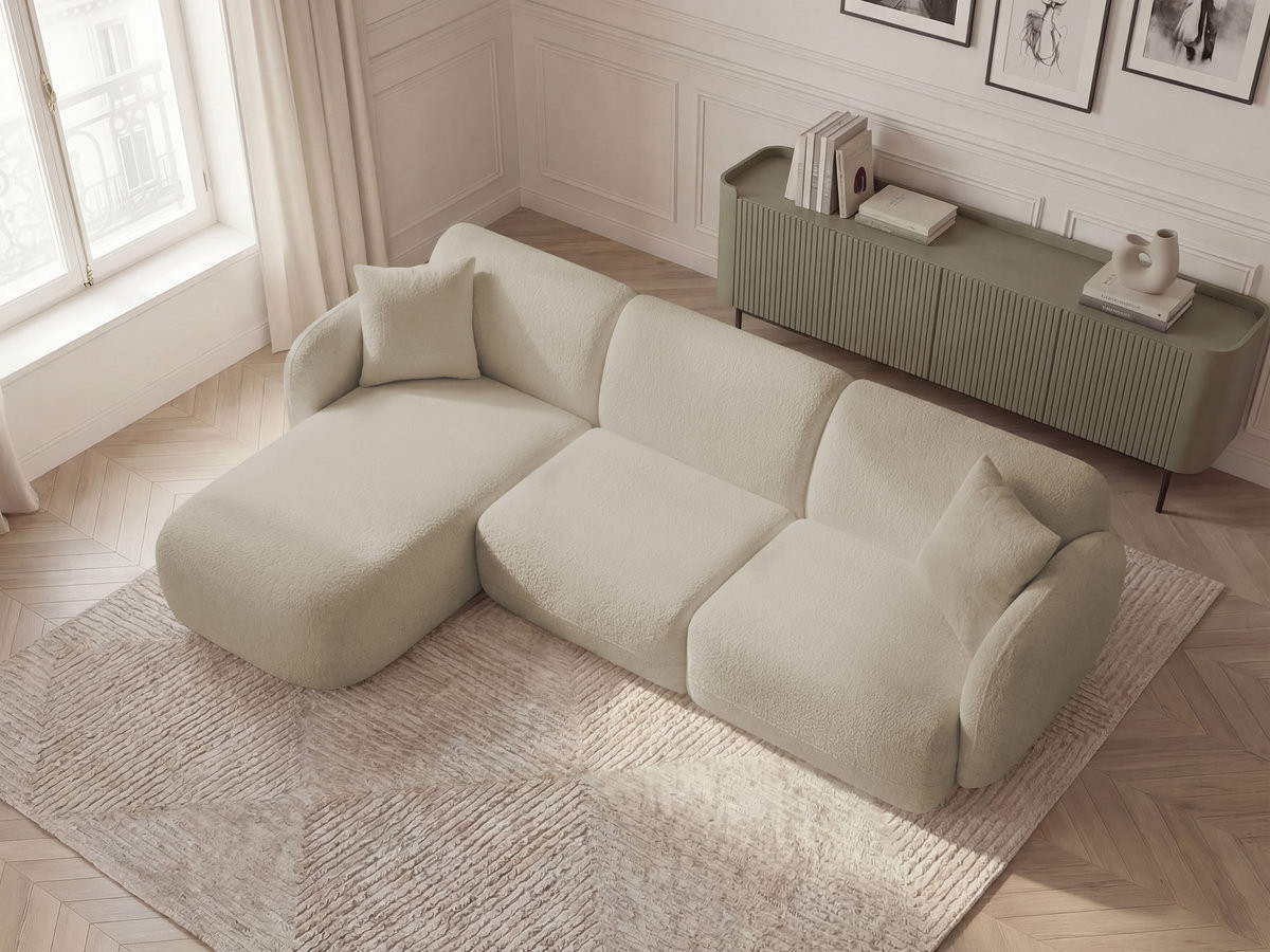 Bobochic Anda Ecksofa 292 × 163 cm Chenille Beige Ecke links