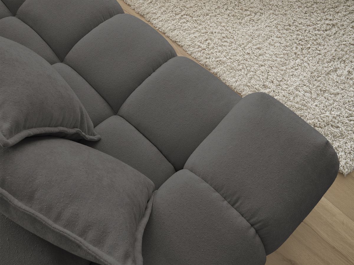 Bobochic Everest Ecksofa, 10 Kissen Strukturstoff Dunkelgrau Ecke rechts
