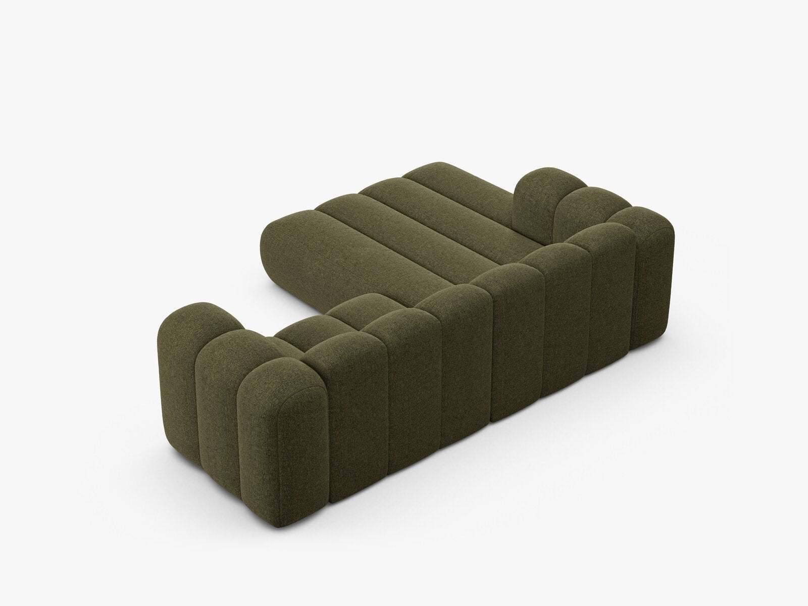Micadoni Modulares Ecksofa Lupine 3-Sitzer Links Chenille Eden Grün