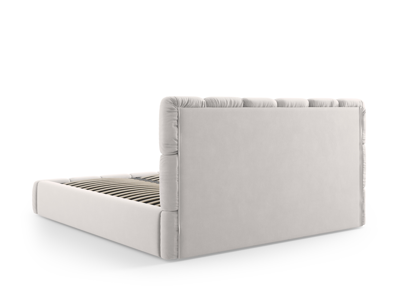 Micadoni Stauraumbett mit Kopfteil Bellis Samt Bluvel Silber 140x200