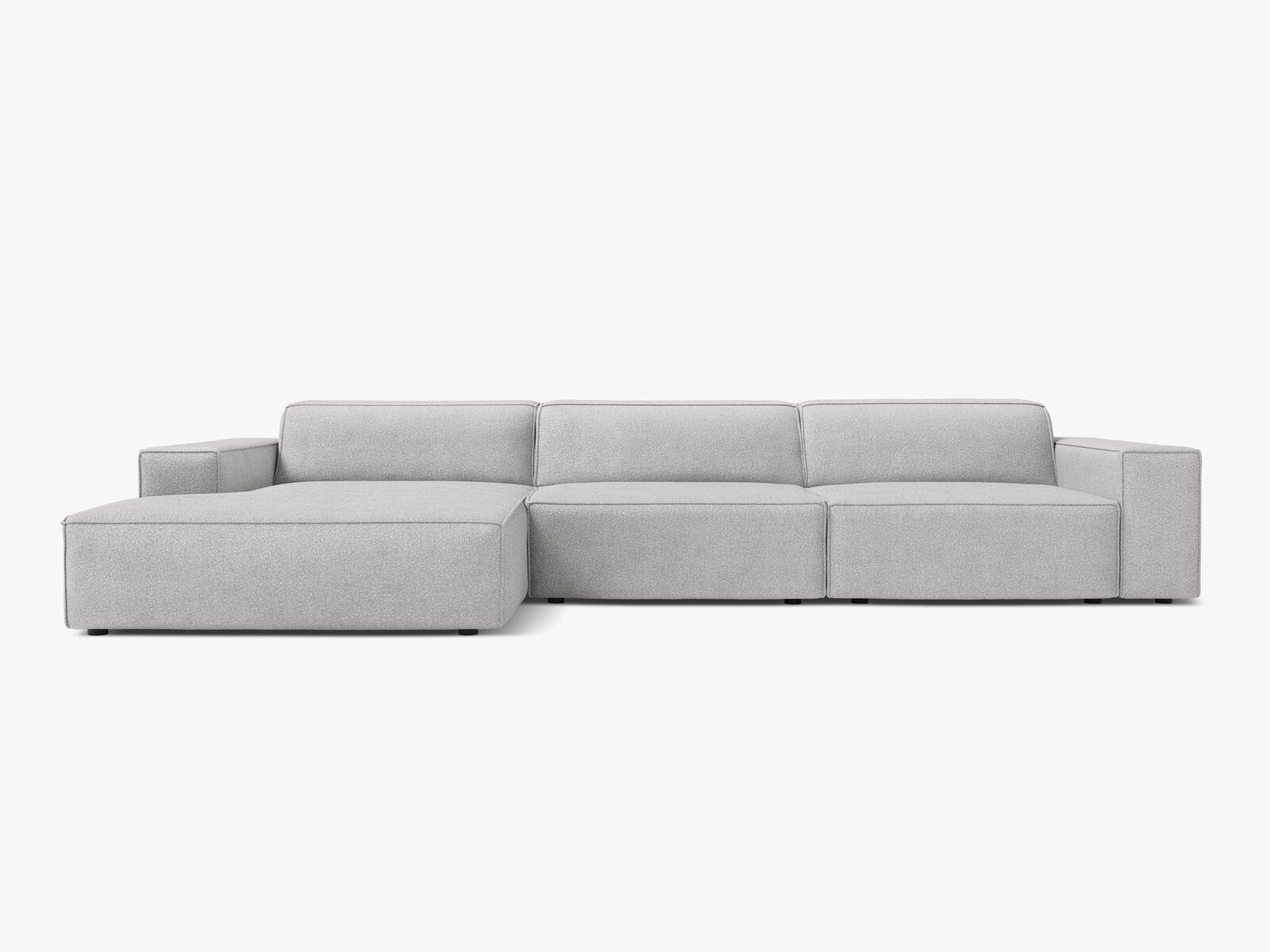 Micadoni Ecksofa Jodie 4-Sitzer Links Boucle Baloo Hellgrau