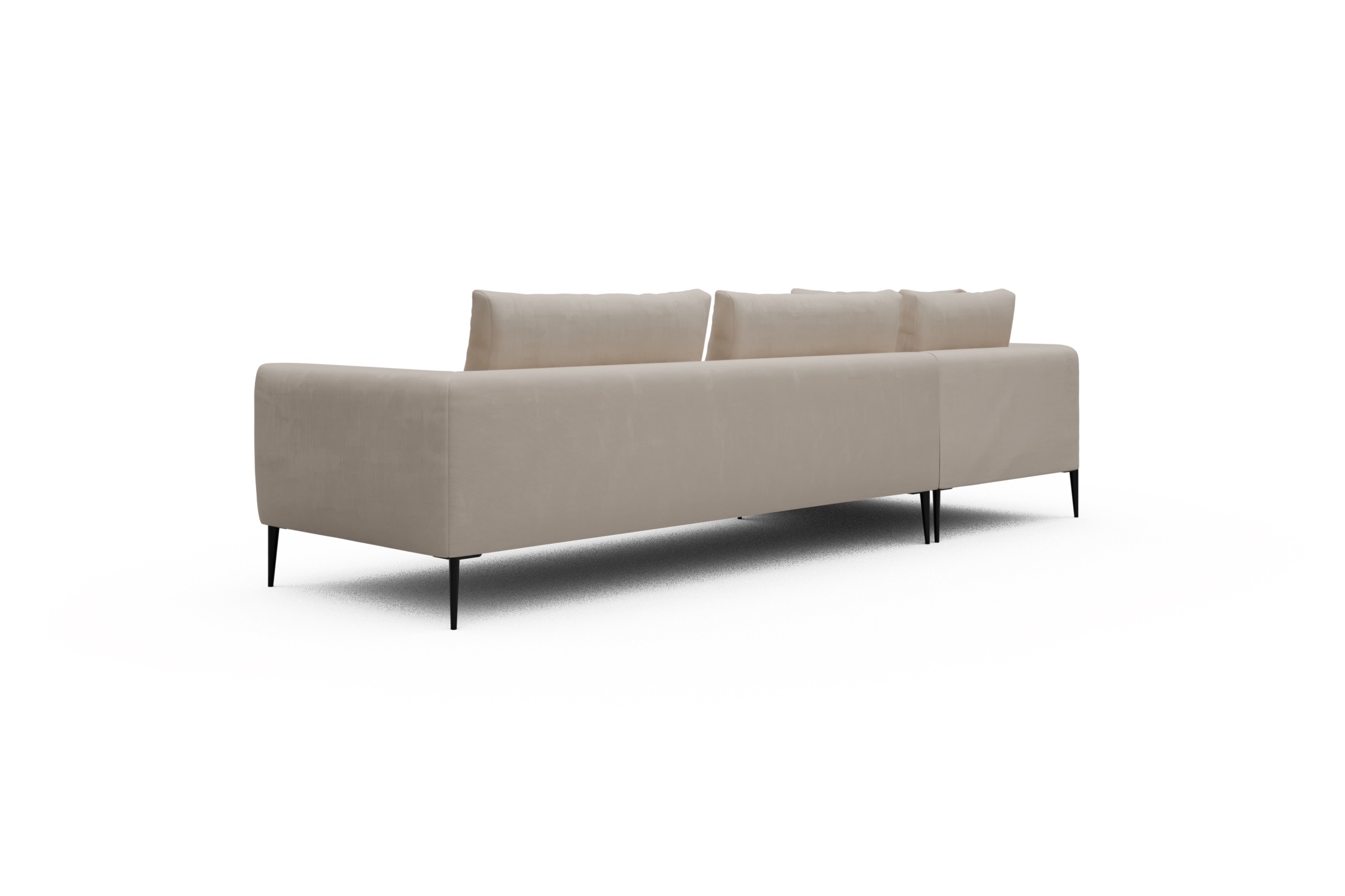 Ecksofa Paul Relax-Ecke rechts mit 3-Sitzer Cordufine-Off-White