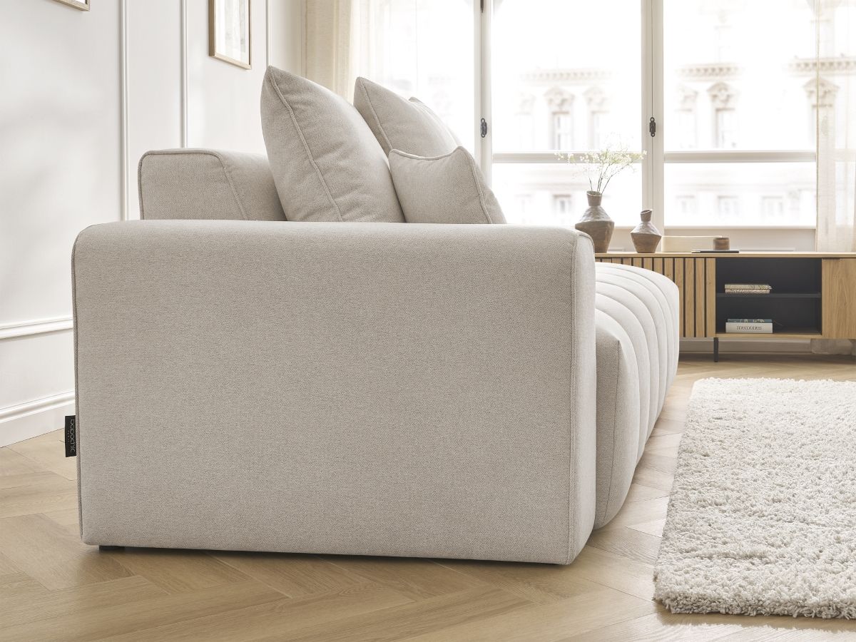 Bobochic Mont-blanc Sofa 4-Sitzer Melange-Stoff Beige Armlehne links