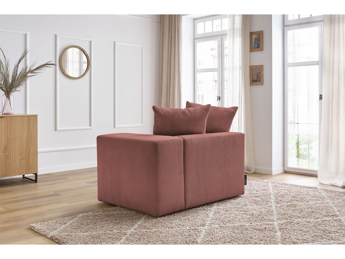 Bobochic Voltaire Sofamodul 1-Sitzer 130 × 100 cm Cordsamt Rosa Ecke rechts
