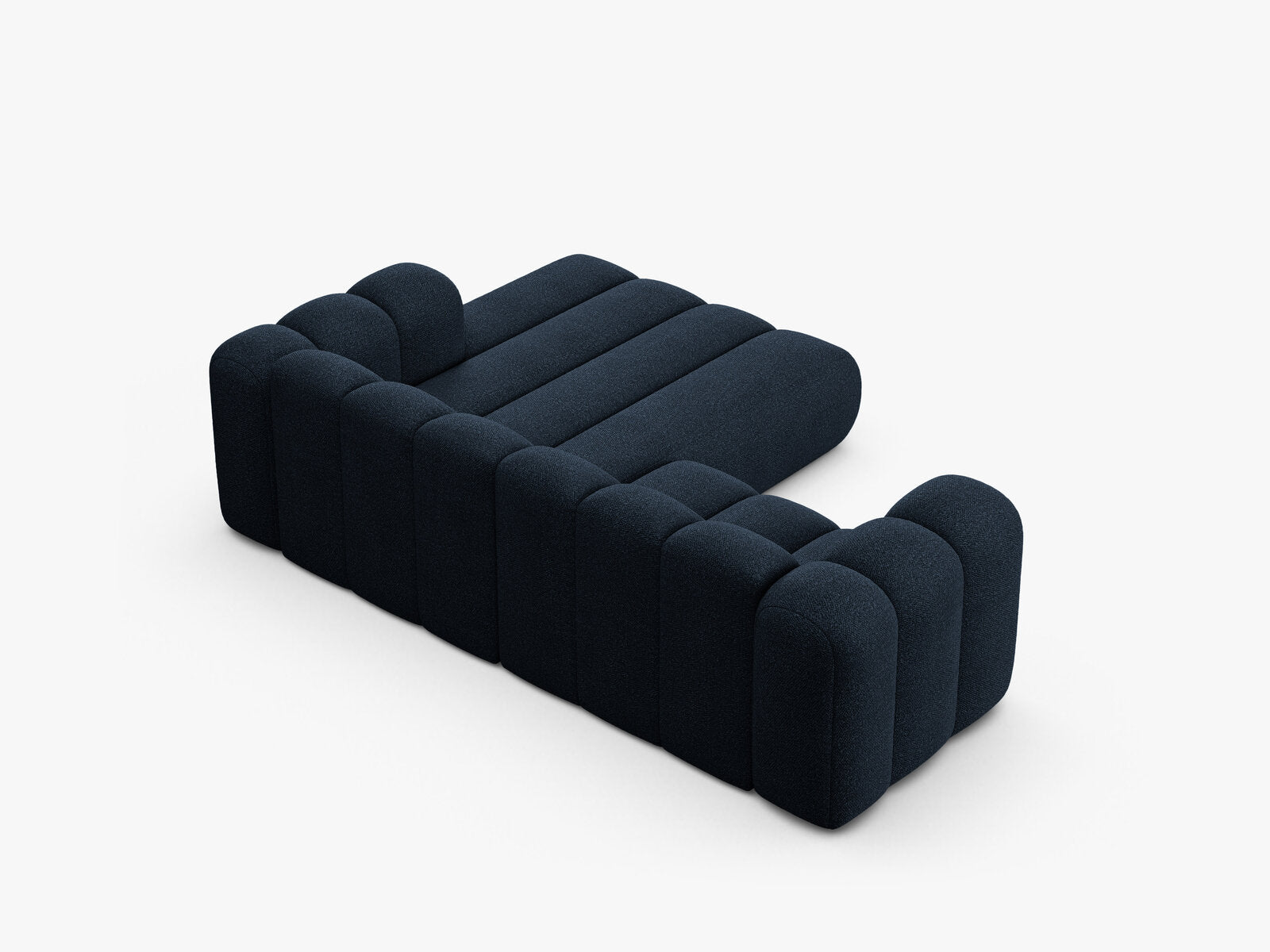 Micadoni Modulares Ecksofa Lupine 3-Sitzer Rechts Boucle Baloo Dunkelblau