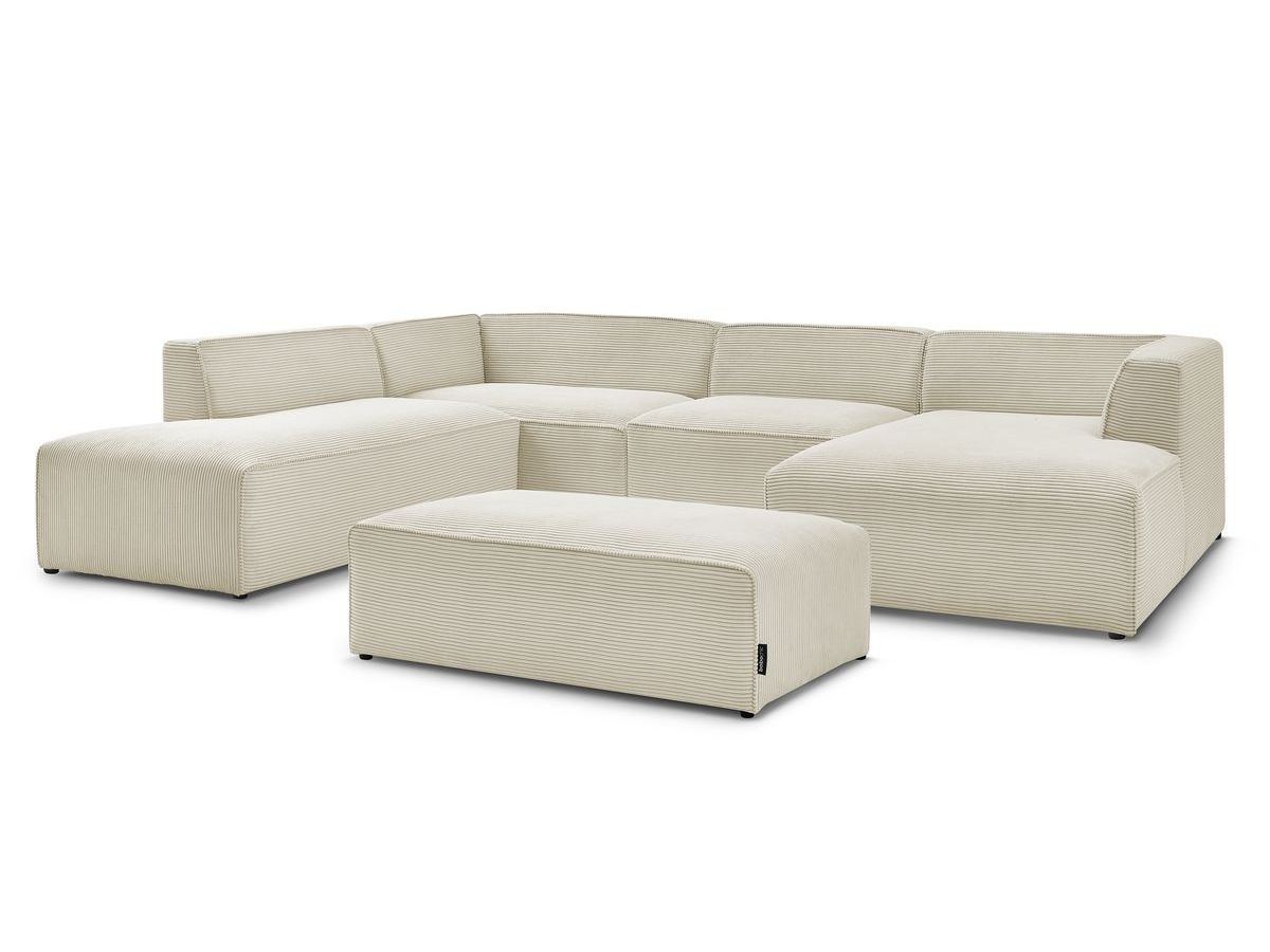 Bobochic Megeve Wohnlandschaft mit Pouf Cordsamt Beige Ecke rechts