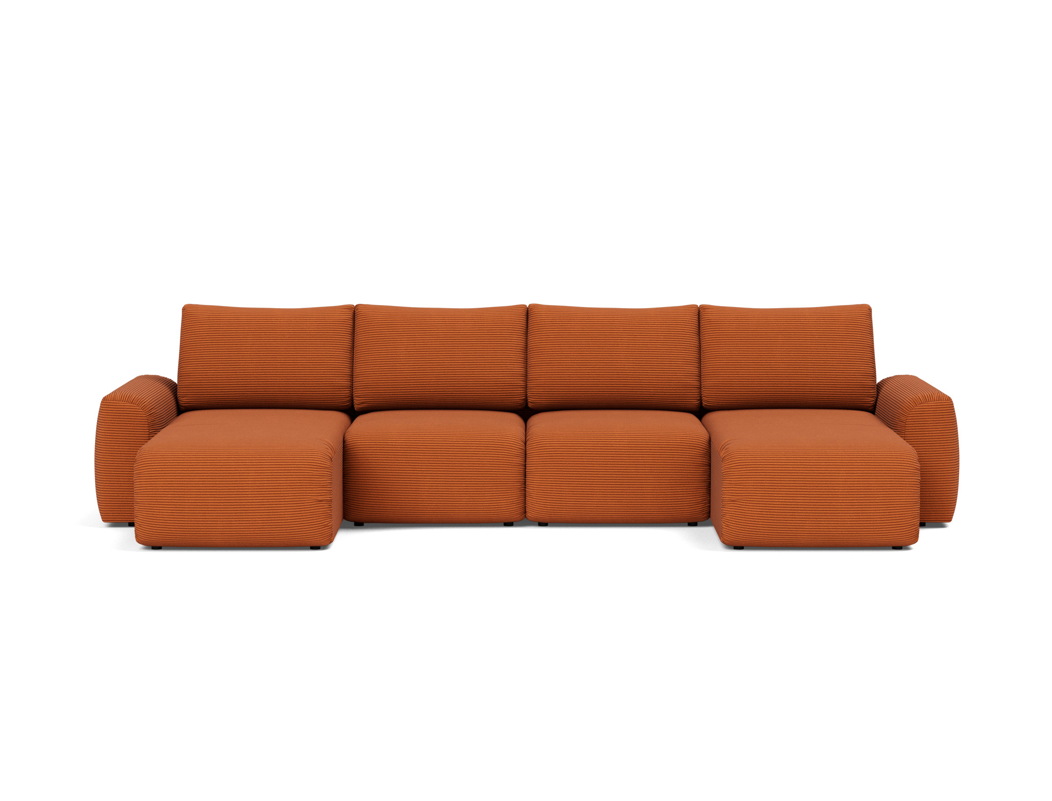 Schlafsofa Norum U-Form mit Chunky-Armlehnen Kord Corduroy 595-Burnt-Orange