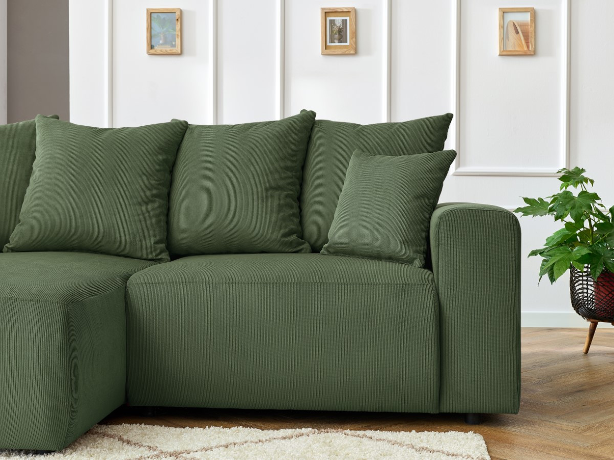 Bobochic Enjoy Ecksofa Cordsamt Grün Ecke links