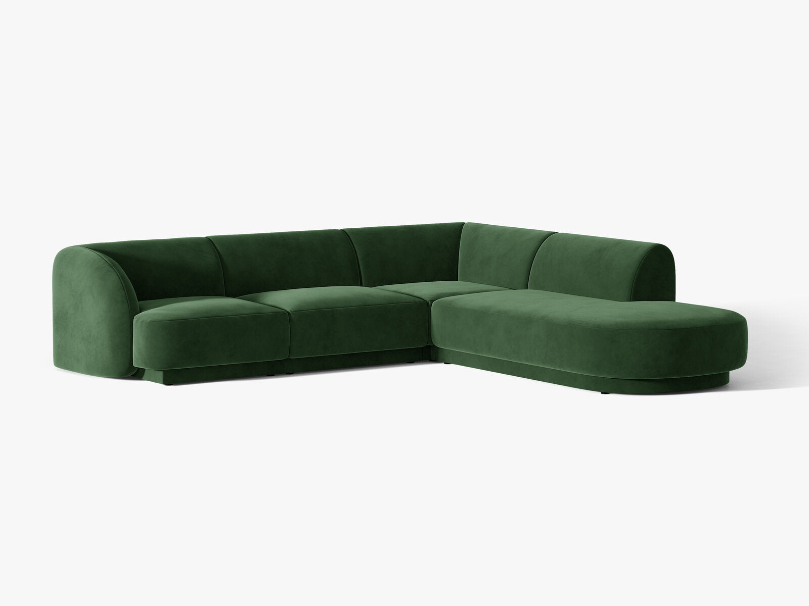 Micadoni Ecksofa Miley 6-Sitzer Samt Venus Flaschengrün Rechts