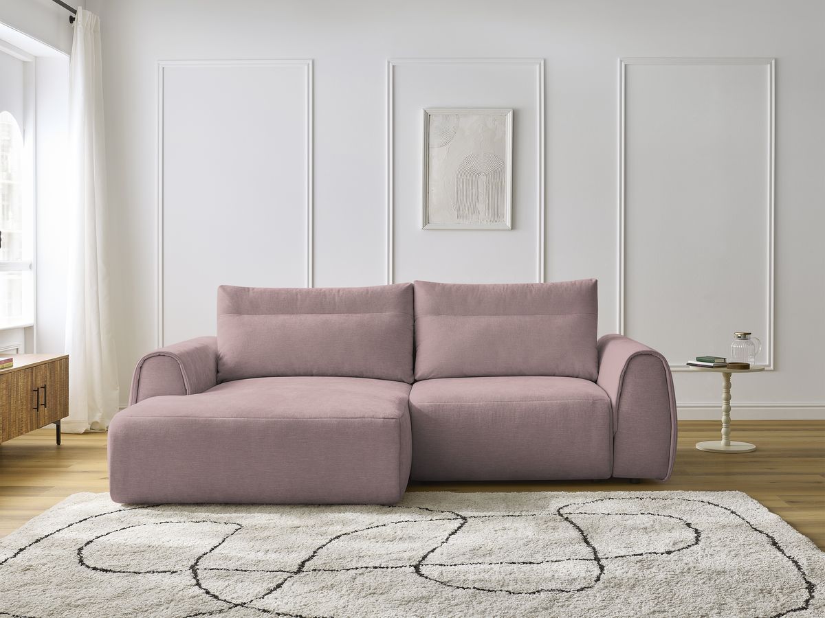 Bobochic Aden Ecksofa 246 × 152 cm Stoff Rosa Ecke links